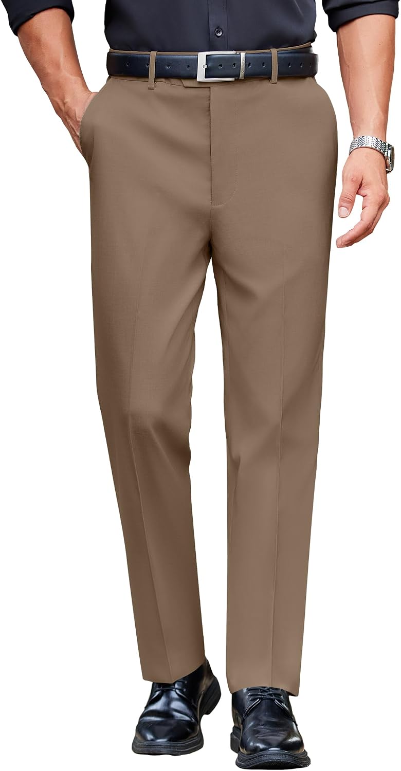 COOFANDY Men Dress Pants Slim Fit Expandable Waist Suit Pant Casual Slacks