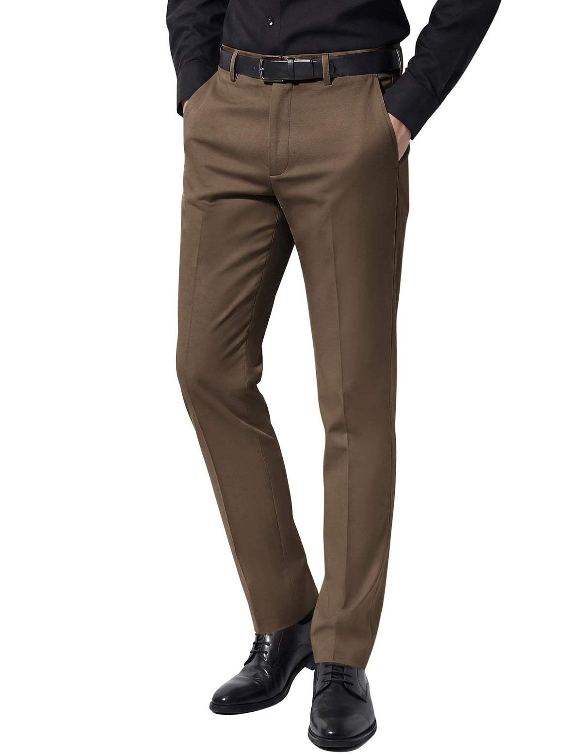 COOFANDY Men Dress Pants Slim Fit Suit Pants Expandable Waist Casual Slacks