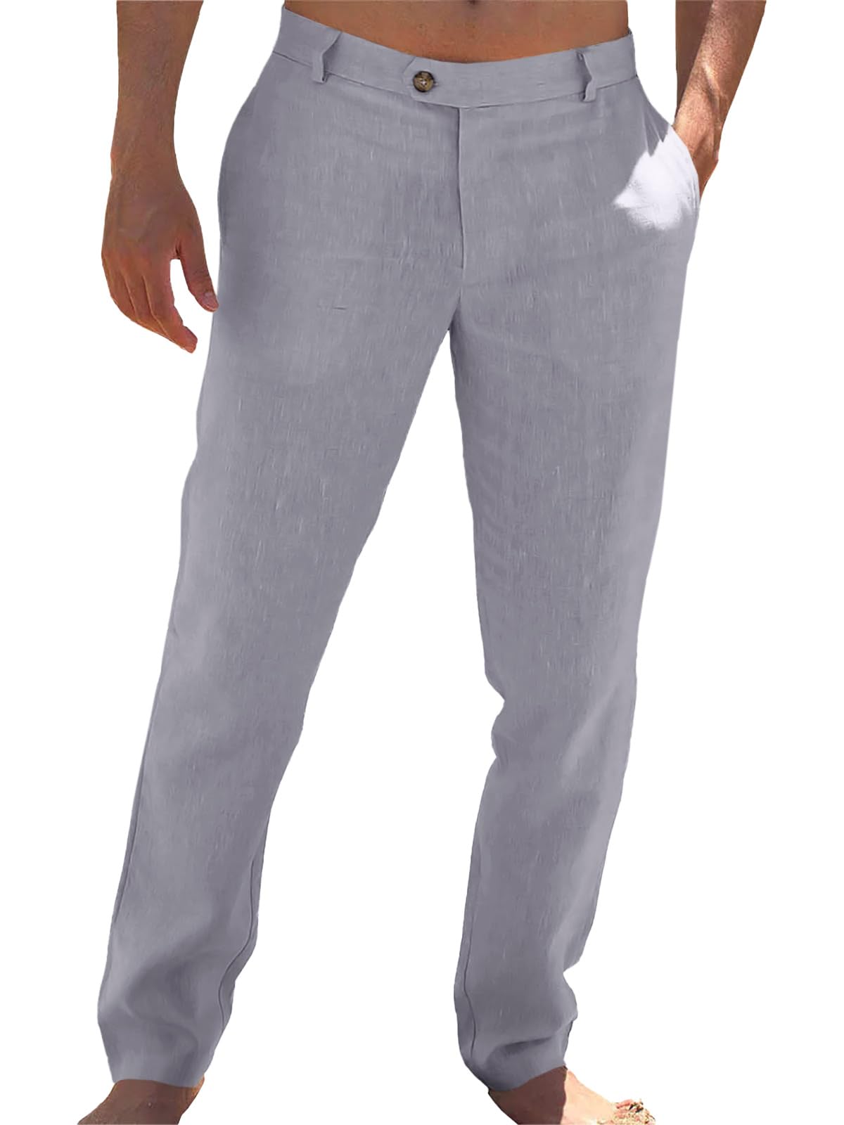 Runcati Mens Casual Pants Linen Dress Loose Summer Beach Yoga Trousers