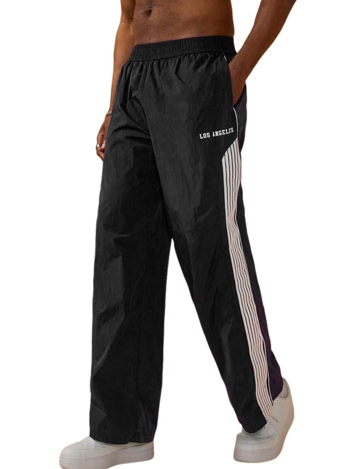 ZAFUL Mens Casual Sweatpants Stripe Drawstring Letter Y2K Baggy Track Pants