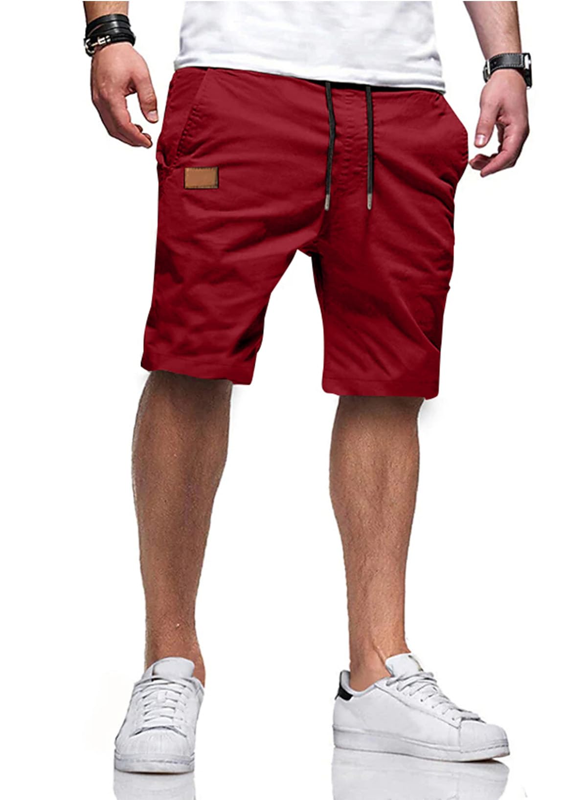 JMIERR Mens Cotton Stretch Shorts Casual Drawstring Twill Chino Shorts