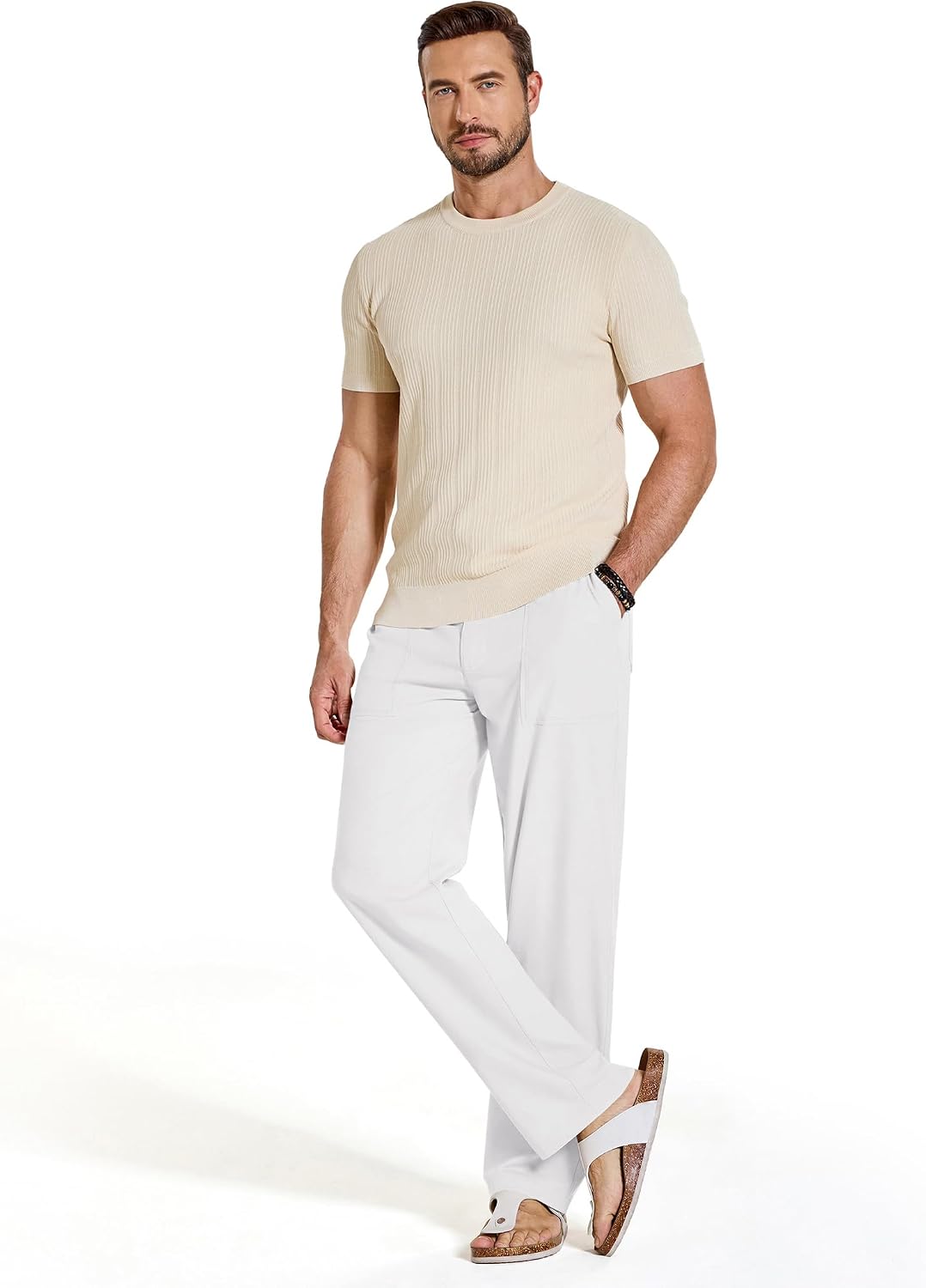 COOFANDY Mens Casual Cotton Linen Pants Lightweight Beach Dress Pant
