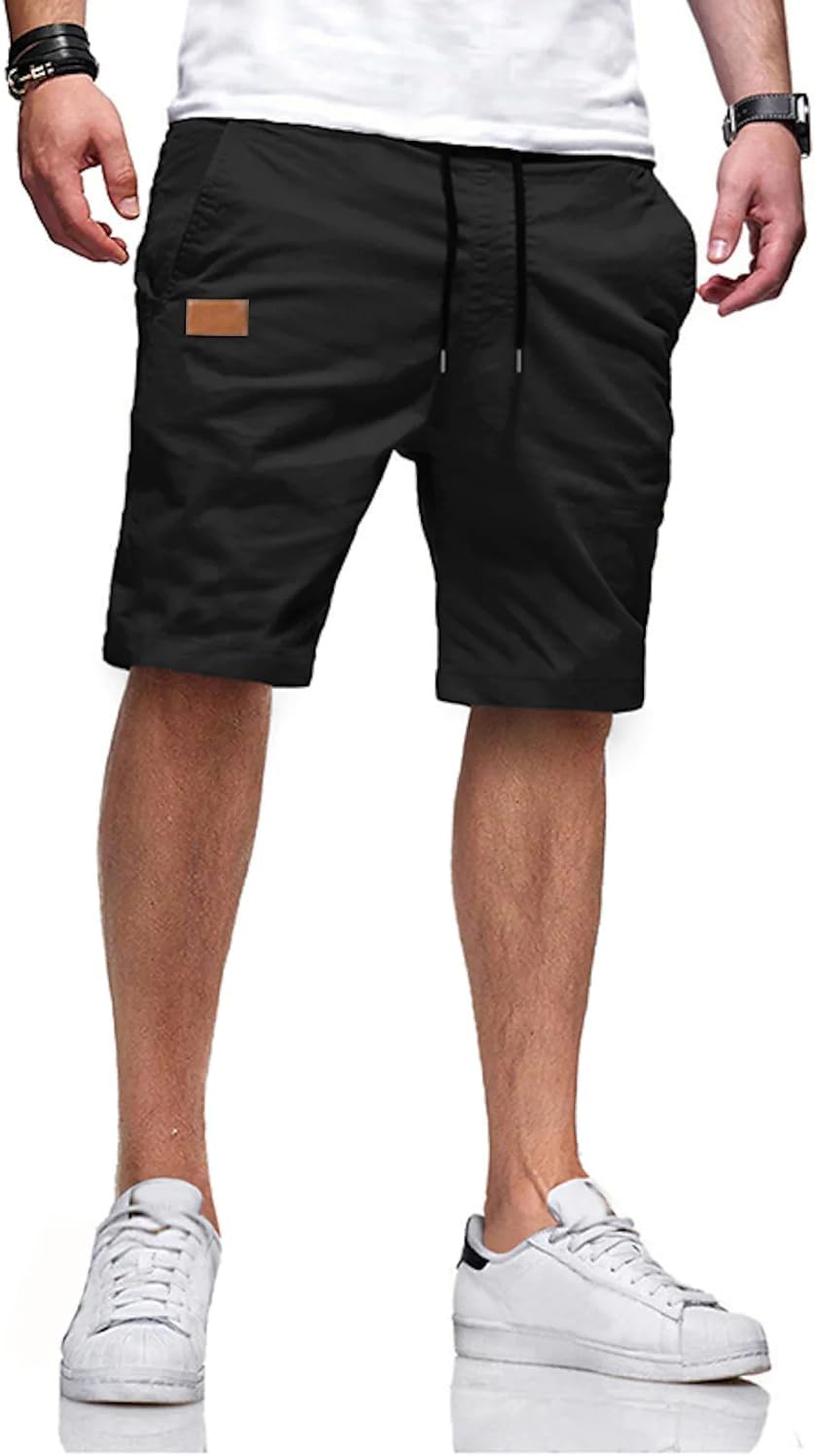 JMIERR Mens Cotton Stretch Shorts Casual Drawstring Twill Chino Shorts