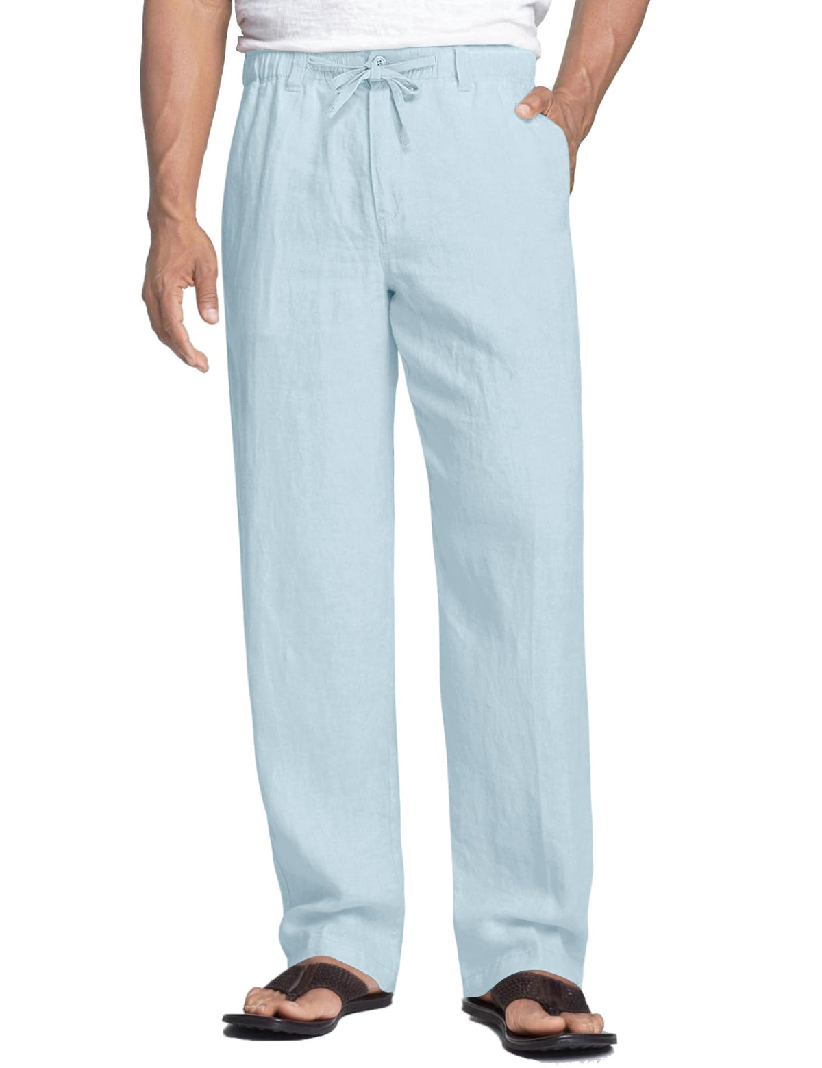 COOFANDY Men's Linen Pants Casual Lightweight Drawstring Beach Summer Pant