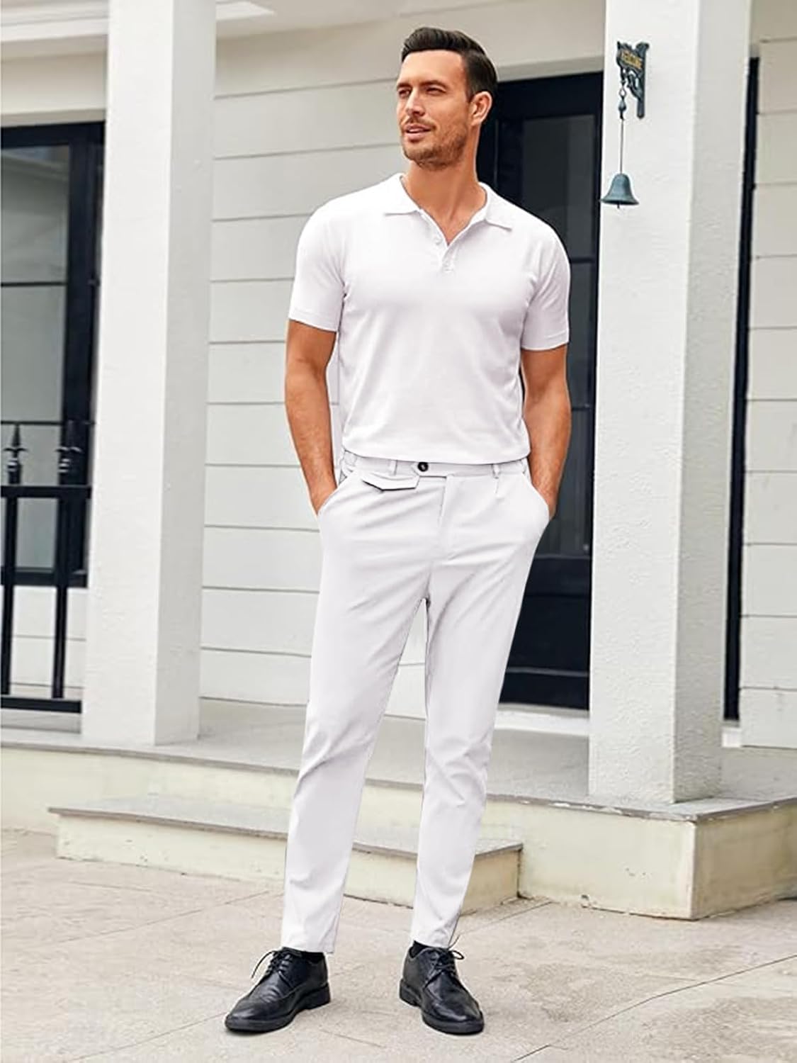Mens Chinos Slim Fit Pants Stretch Tapered Dress Pant Casual Trousers