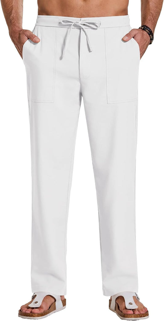 COOFANDY Mens Casual Cotton Linen Pants Lightweight Beach Dress Pant