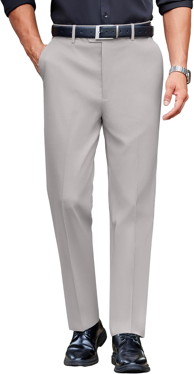 COOFANDY Men Dress Pants Slim Fit Expandable Waist Suit Pant Casual Slacks