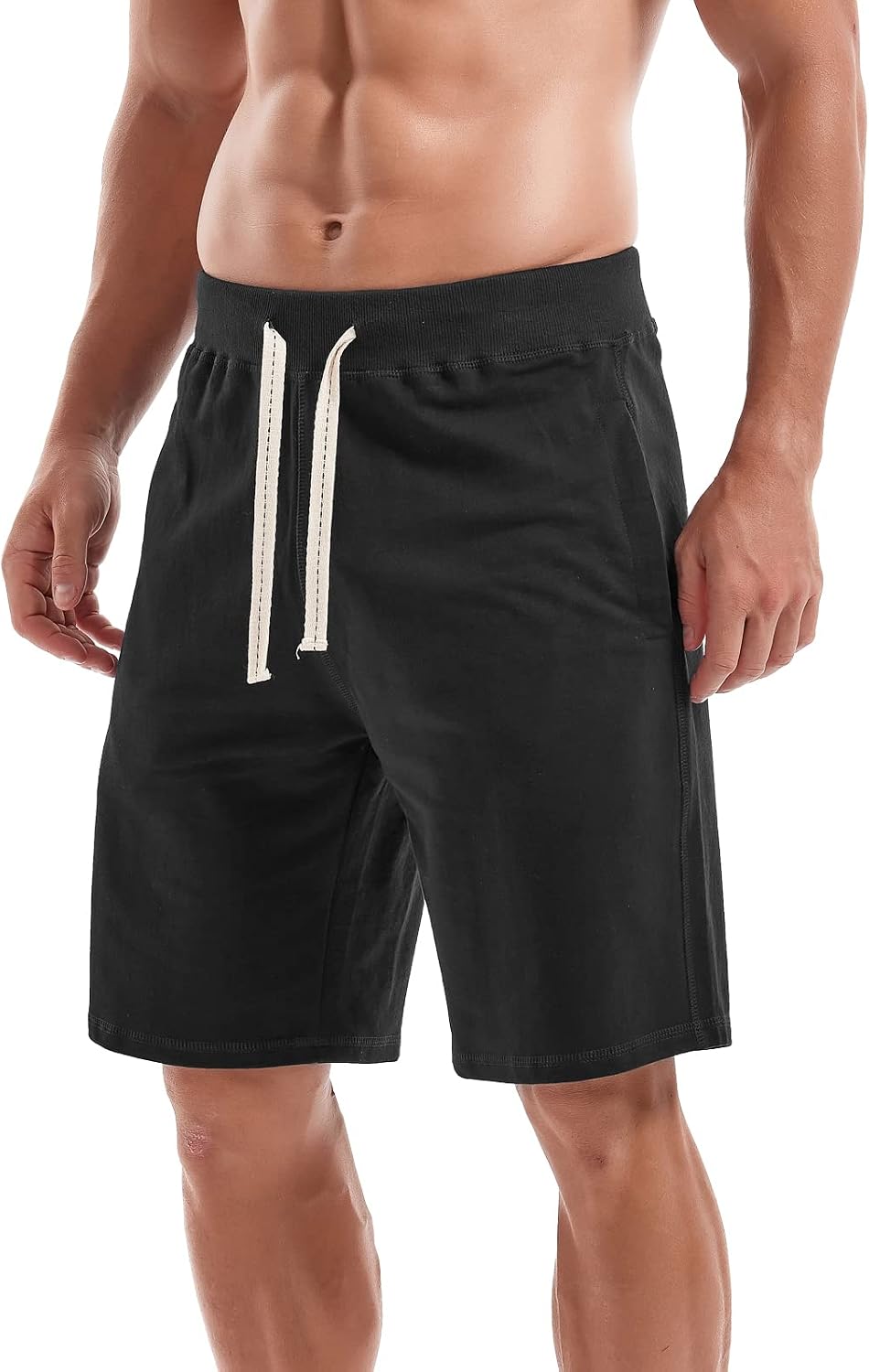 AMY COULEE Mens Casual Classic Cotton Sweat Shorts with Pockets