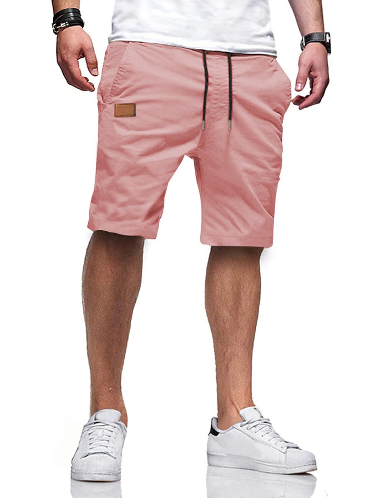 JMIERR Mens Cotton Stretch Shorts Casual Drawstring Twill Chino Shorts