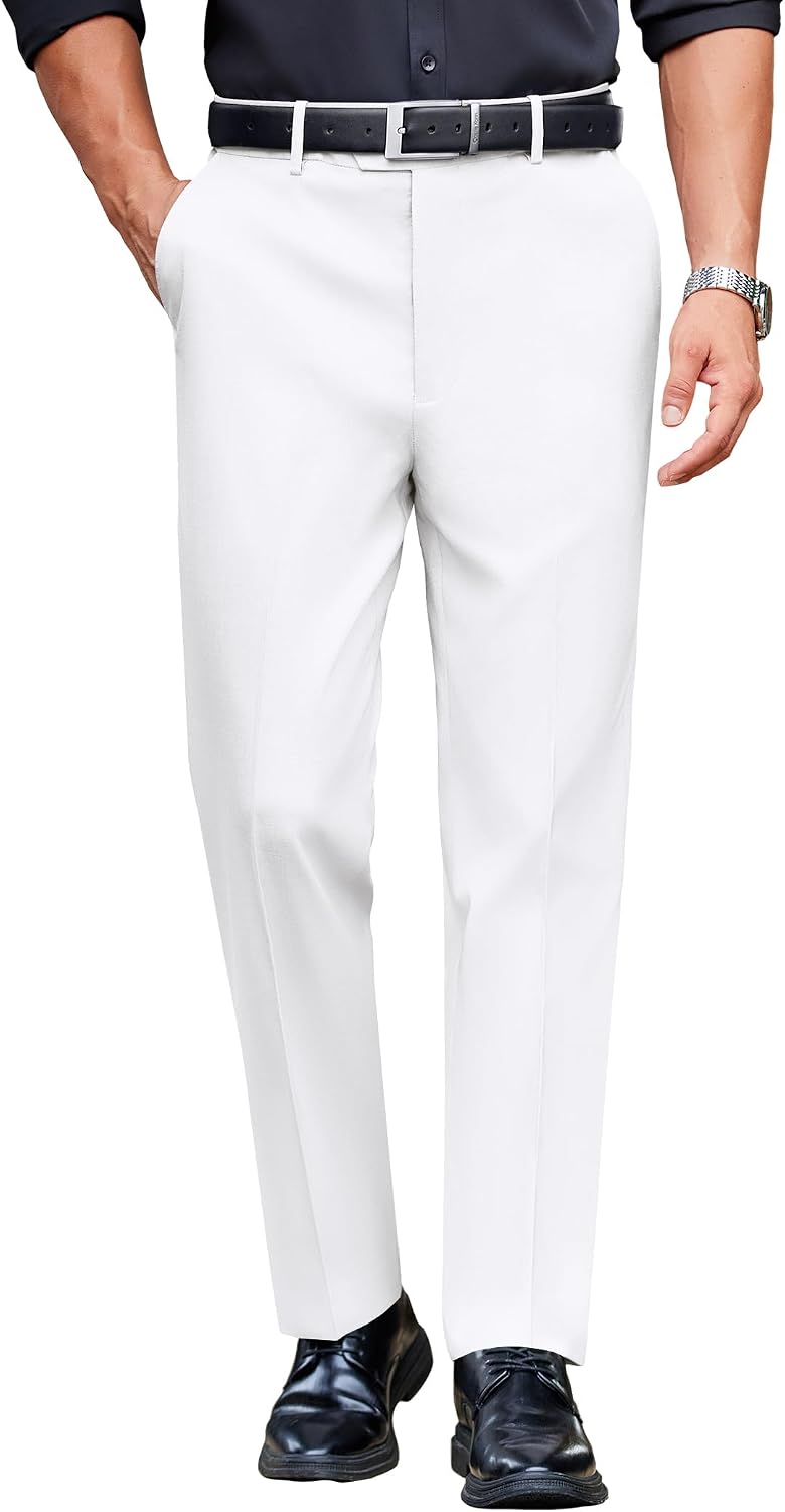 COOFANDY Men Dress Pants Slim Fit Expandable Waist Suit Pant Casual Slacks