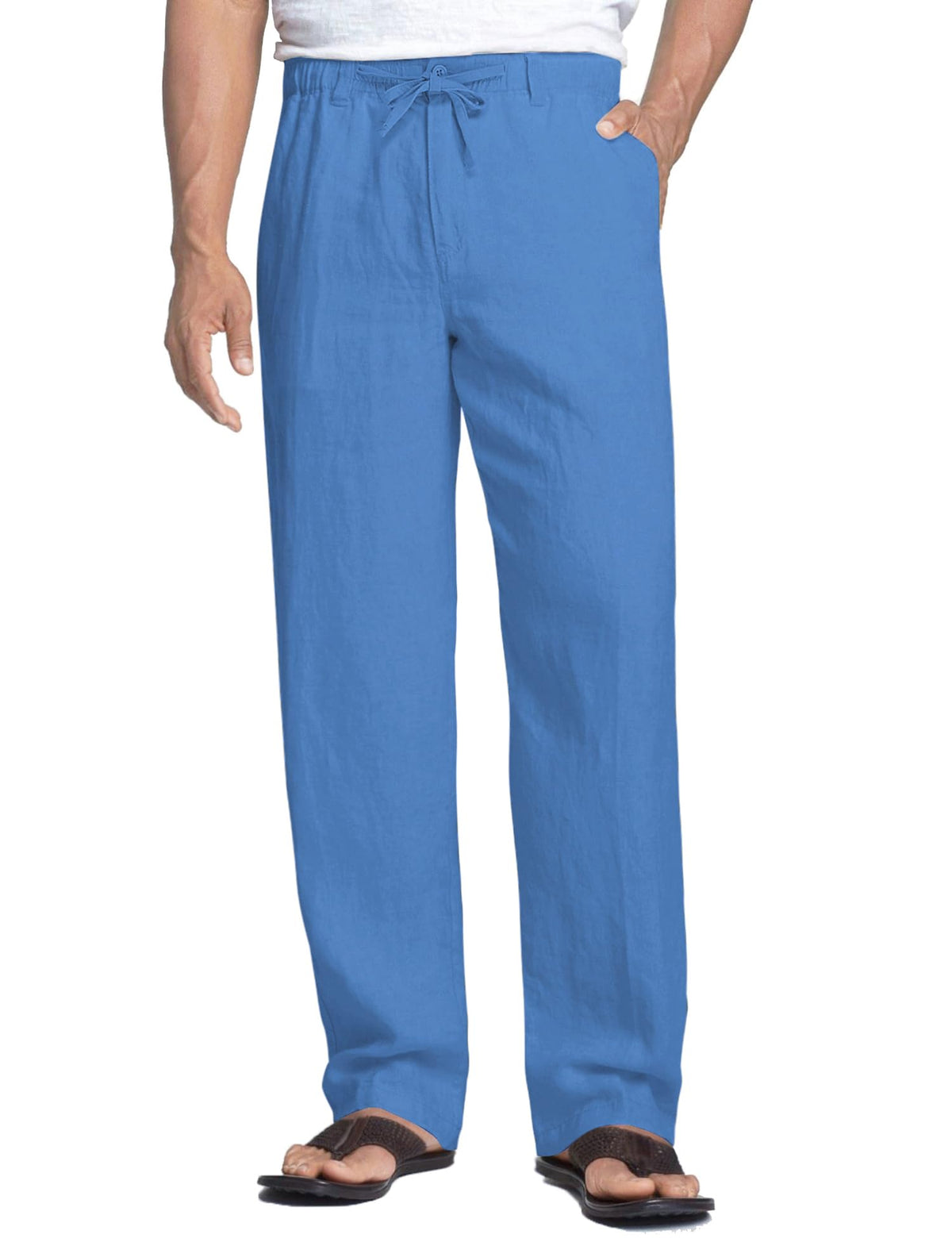 COOFANDY Men's Linen Pants Casual Lightweight Drawstring Beach Summer Pant