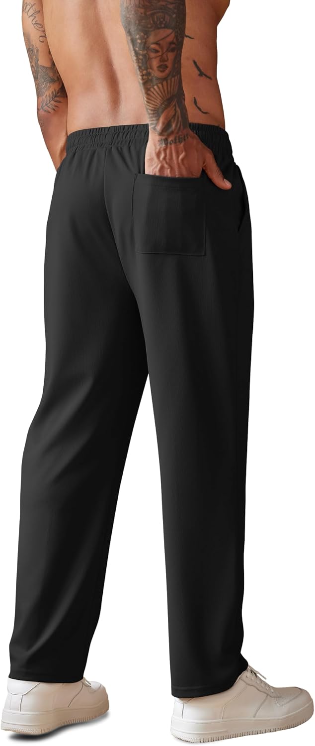 COOFANDY Men's Knit Sweatpants Straight Leg Casual Pants with Drawstring