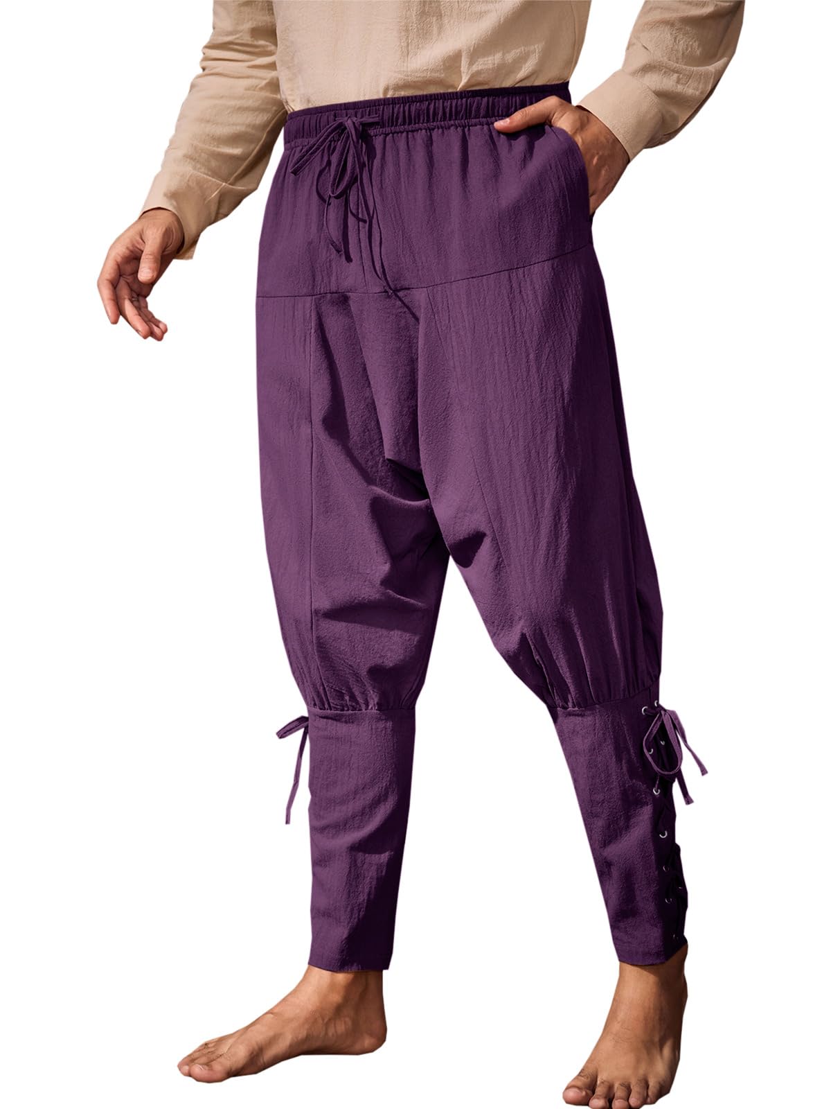 Runcati Mens Medieval Pants Renaissance Viking Pirate Costume Pants