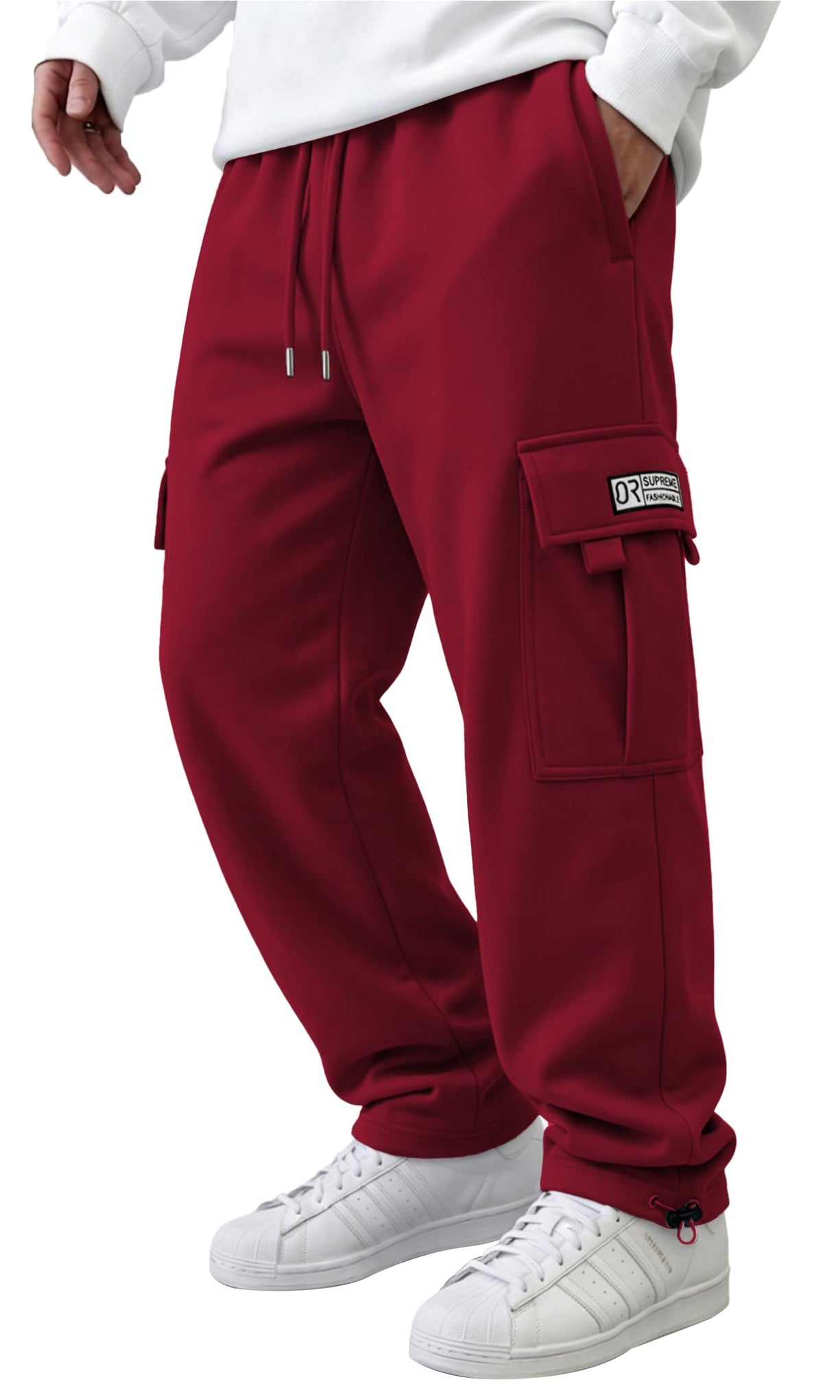 HUNGSON Mens Cargo Sweatpants Drawstring Casual Hiking Pants Joggers Athletic Trousers Cotton Loose Straight Pants for Men