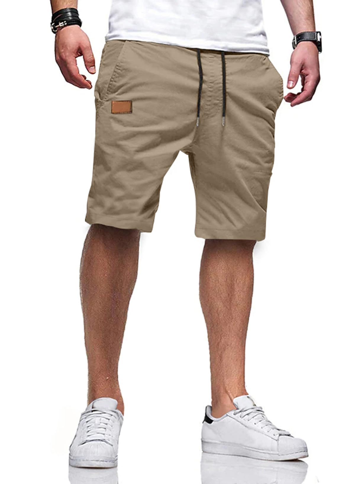 JMIERR Mens Cotton Stretch Shorts Casual Drawstring Twill Chino Shorts
