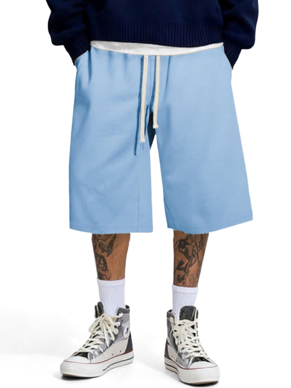 JMIERR Men's Baggy Sweat Shorts Below Knee Drawstring