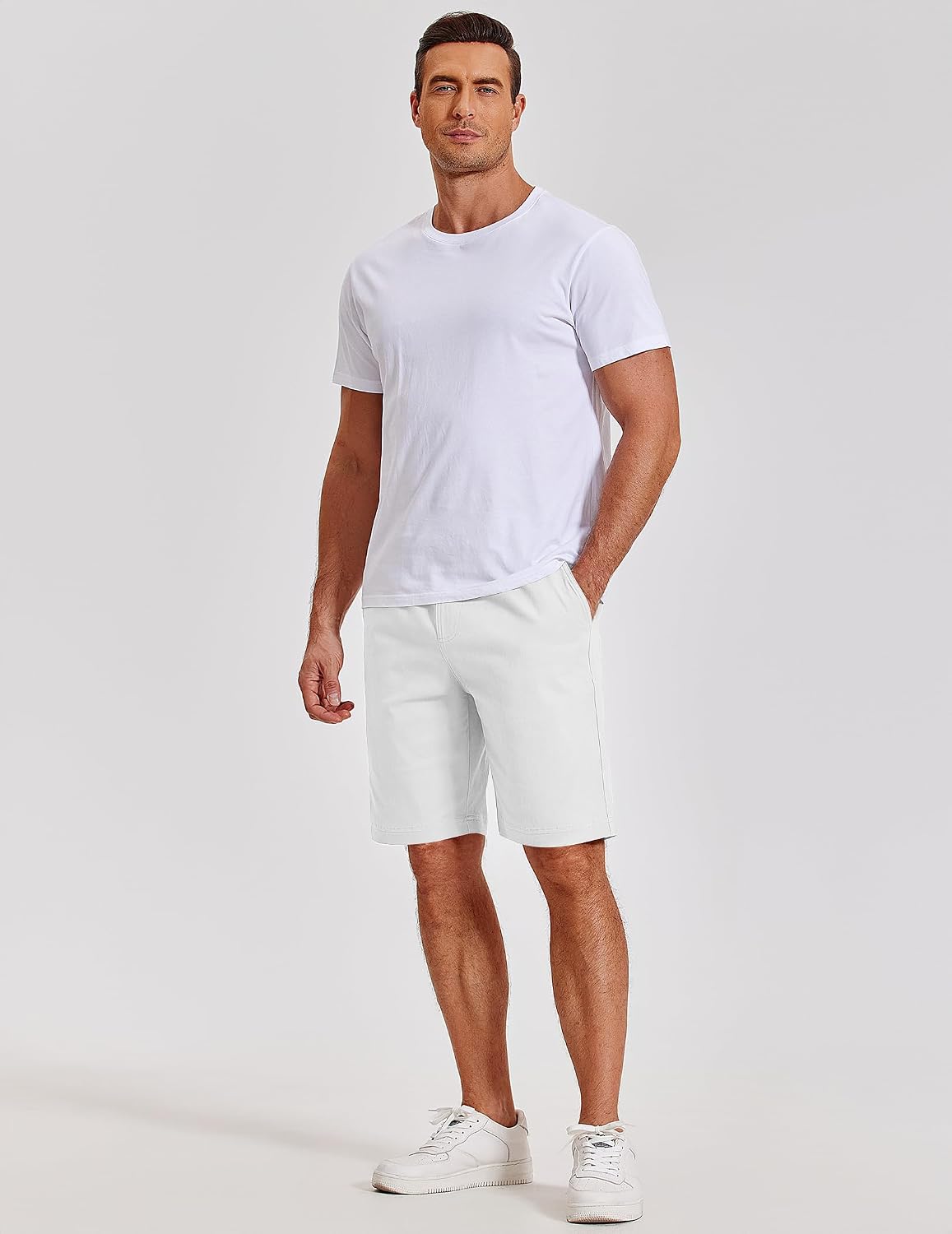 COOFANDY Mens Casual Shorts Cotton Elastic Waist Drawstring Beach Shorts