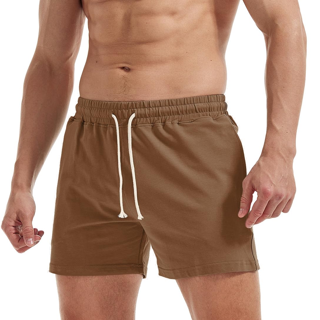 AIMPACT Men's Cotton Workout Shorts 5"/7" Sweat Athletic Gym with Pockets