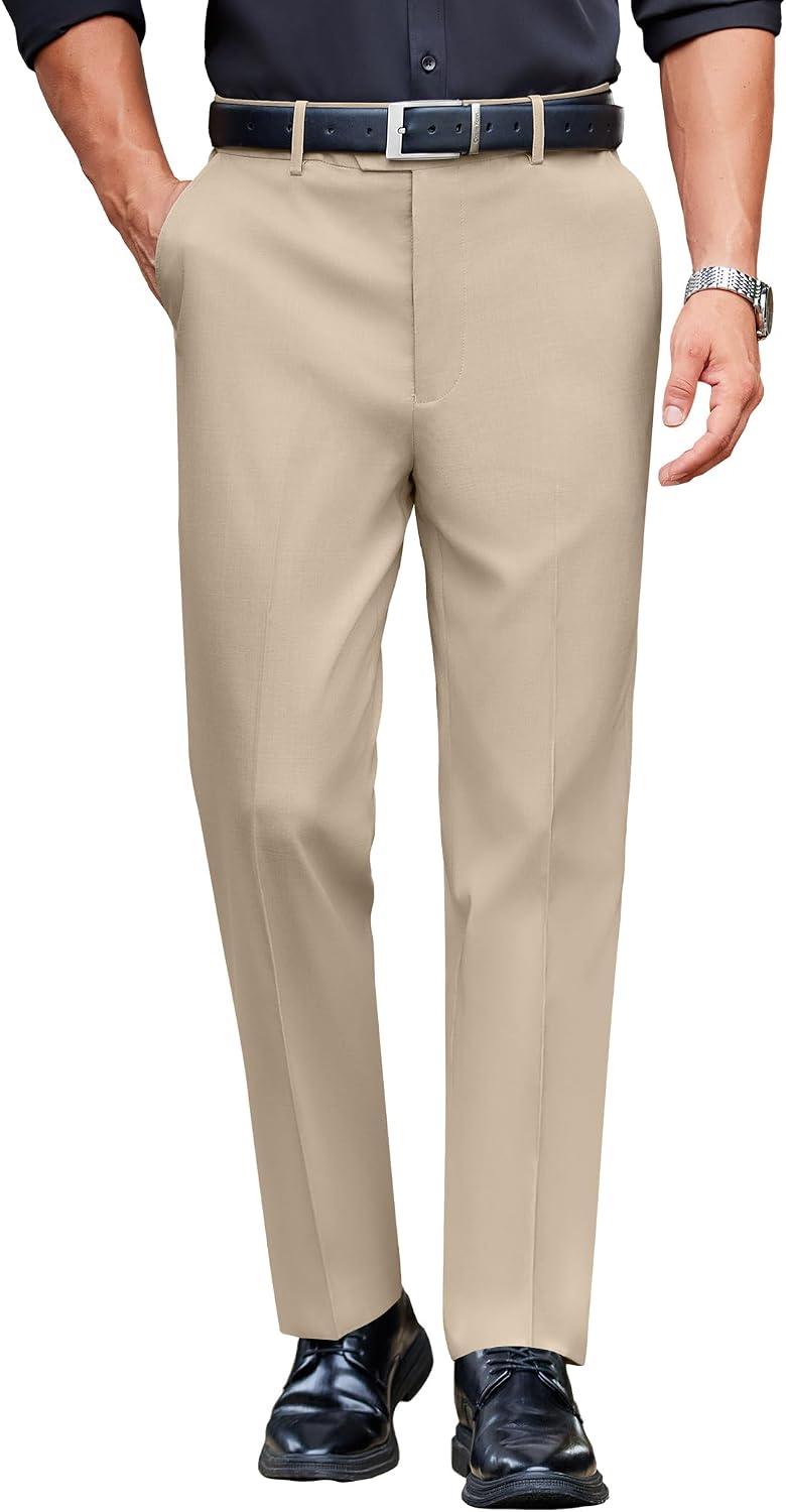 COOFANDY Men Dress Pants Slim Fit Expandable Waist Suit Pant Casual Slacks