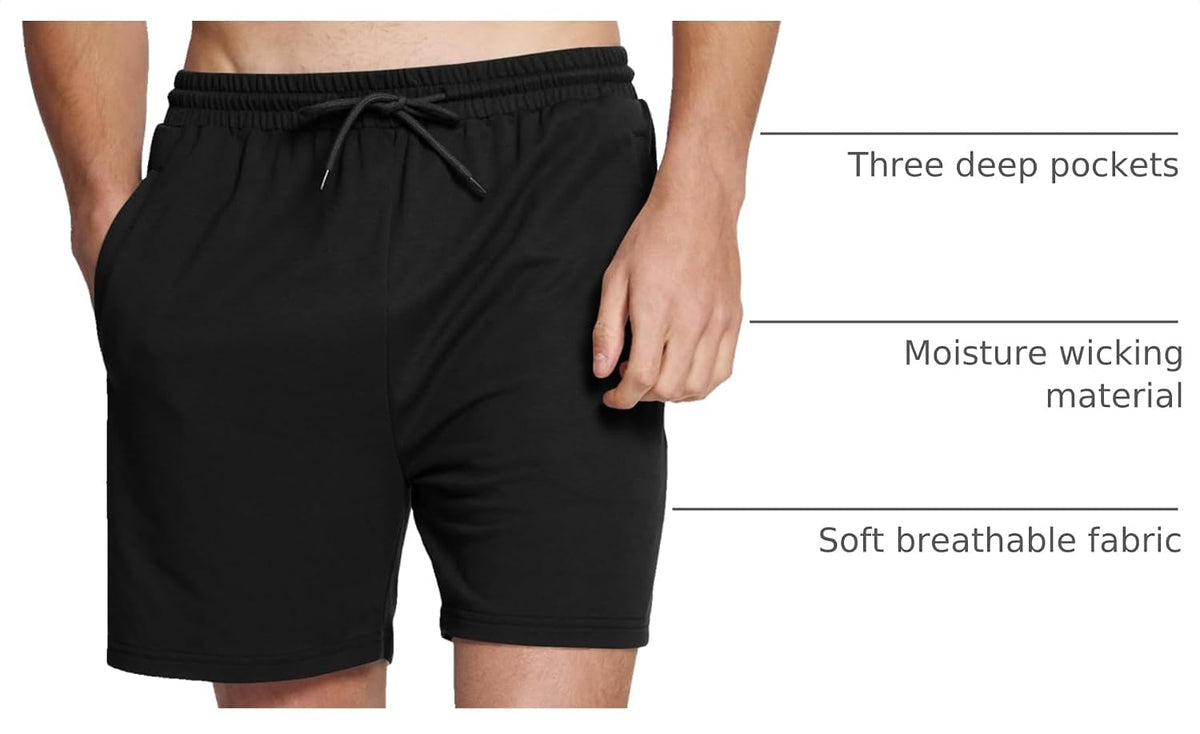BAMBOO COOL Men's Athletic Shorts, Quick Dry Running Workout with Pockets