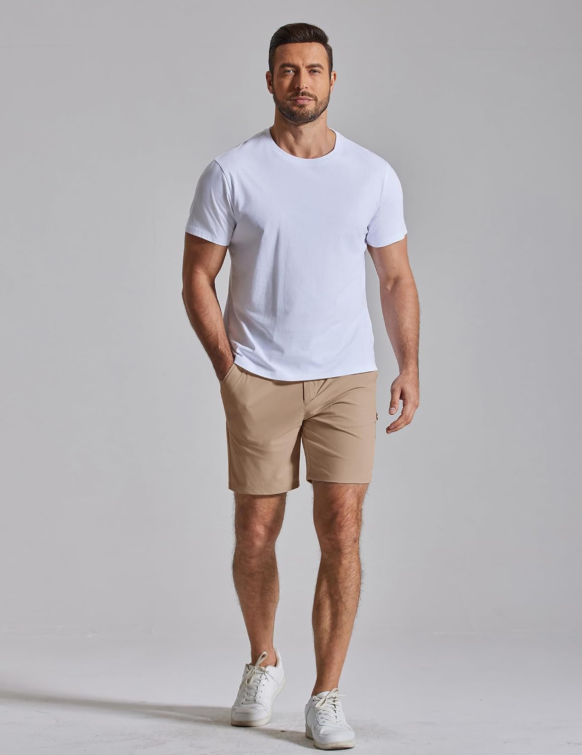 COOFANDY Men Casual Shorts 7" Stretch Quick Dry Golf Shorts with 4 Pockets