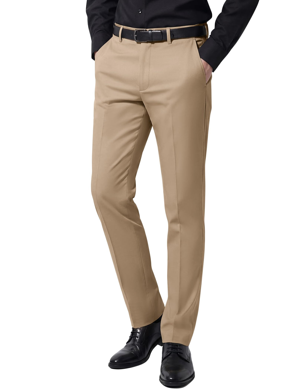 COOFANDY Men Dress Pants Slim Fit Suit Pants Expandable Waist Casual Slacks
