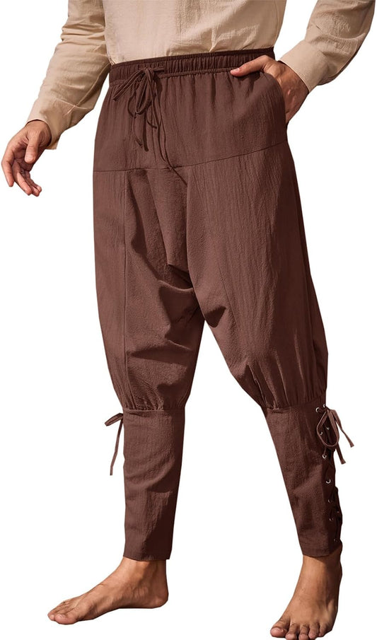 Runcati Mens Medieval Pants Renaissance Viking Pirate Costume Pants