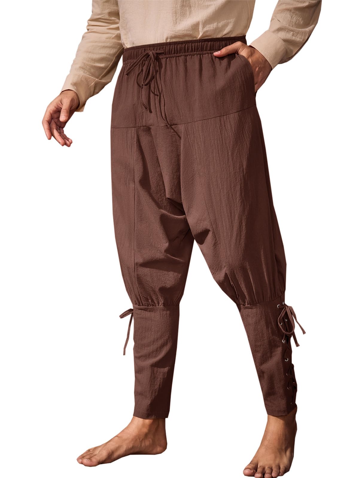 Runcati Mens Medieval Pants Renaissance Viking Pirate Costume Pants
