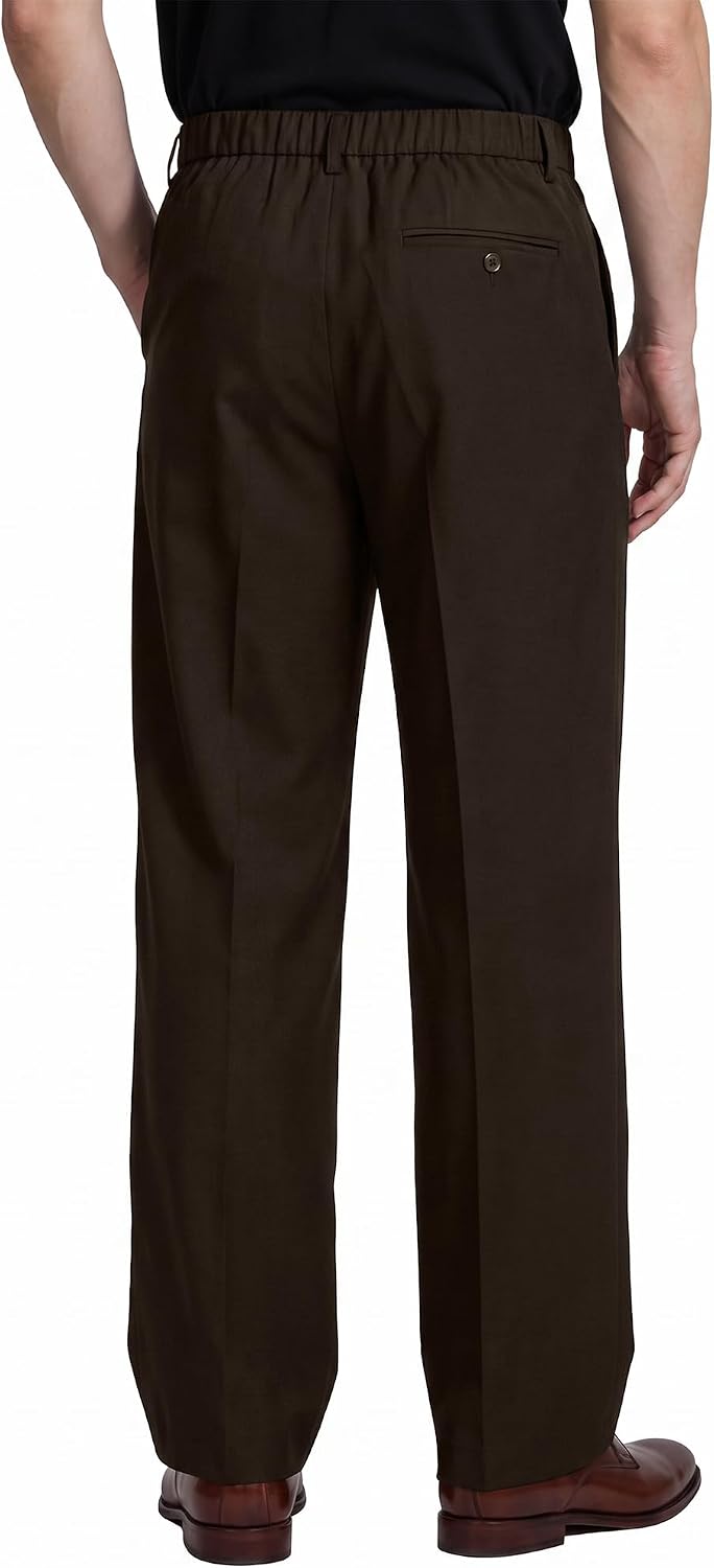 HUNGSON Mens Baggy Casual Dress Pants Pleated Wide Leg Lightweight Slacks