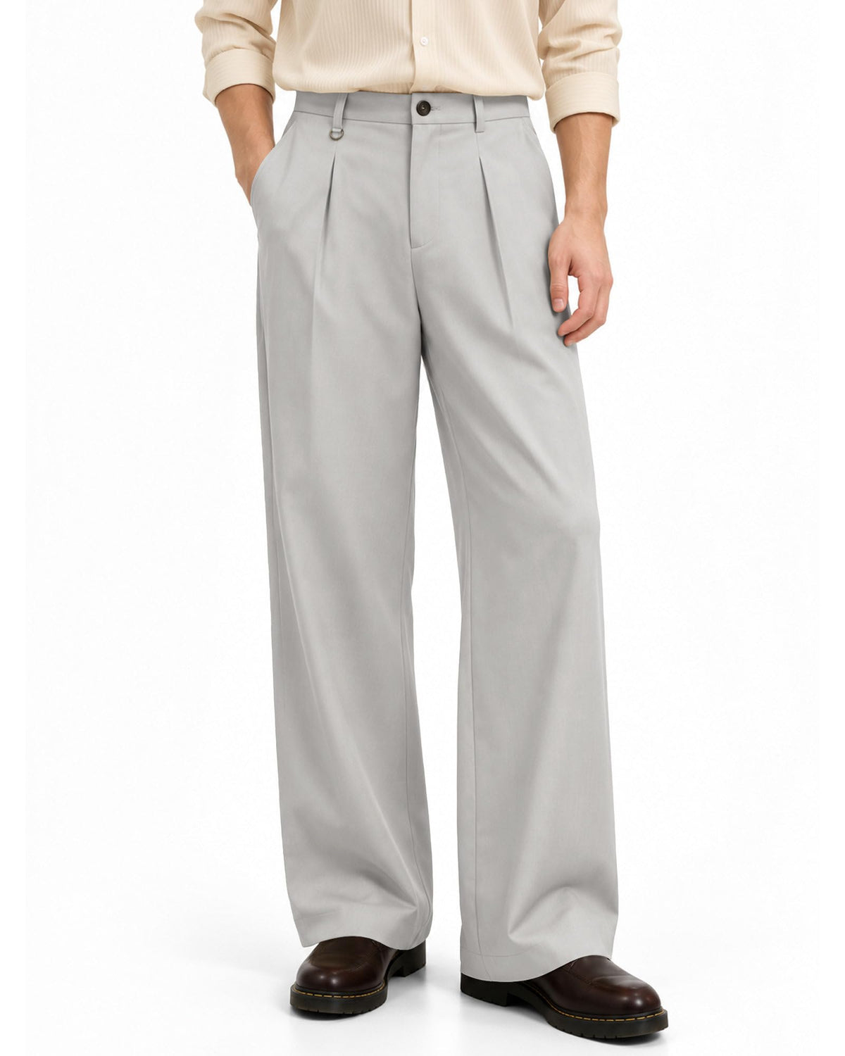 ZKMAN Men's Wide Leg Pleated Dress Pants Drawstring Elastic Waist Slacks