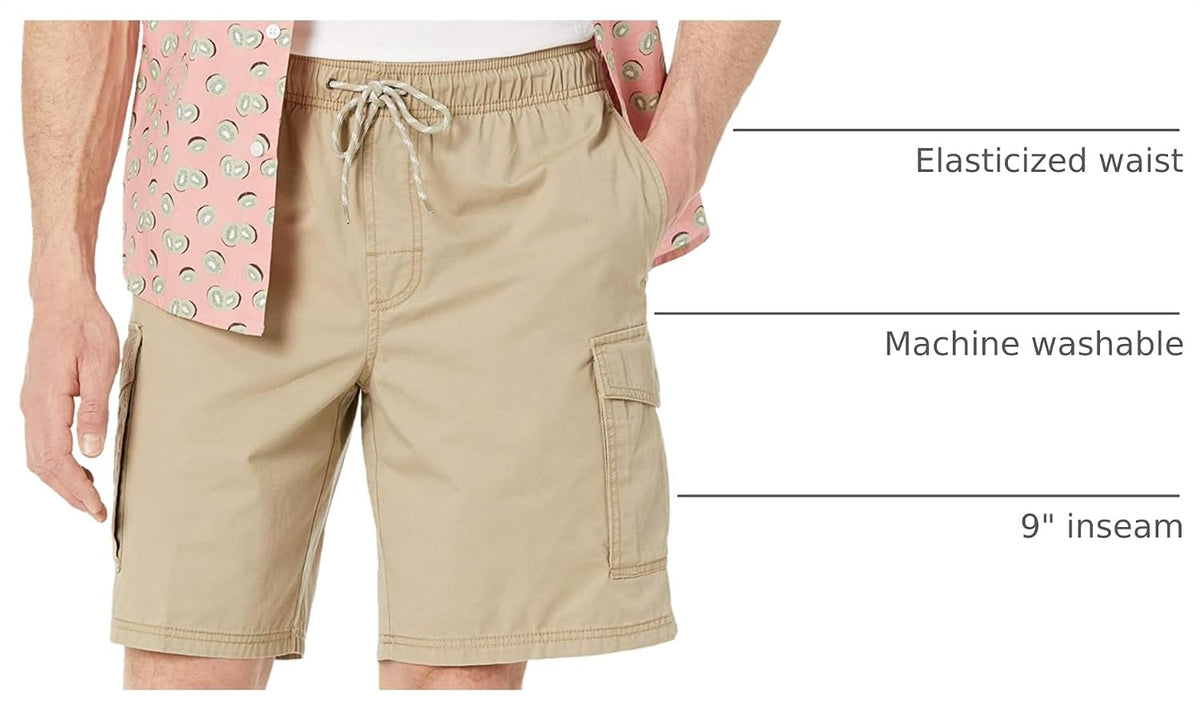 Amazon Essentials Men's 9" Elastic Waist Cargo Shorts