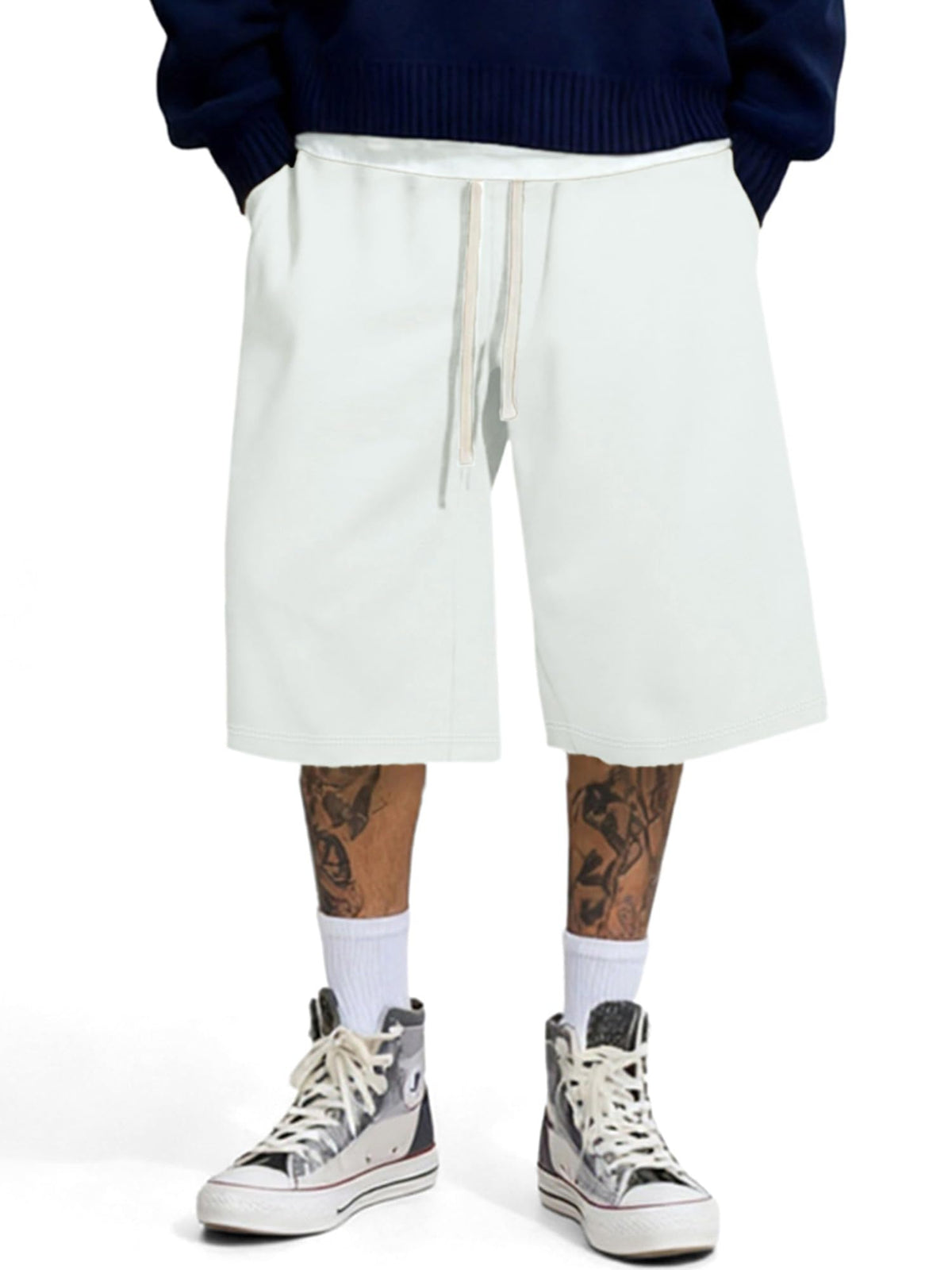 JMIERR Men's Baggy Sweat Shorts Below Knee Drawstring
