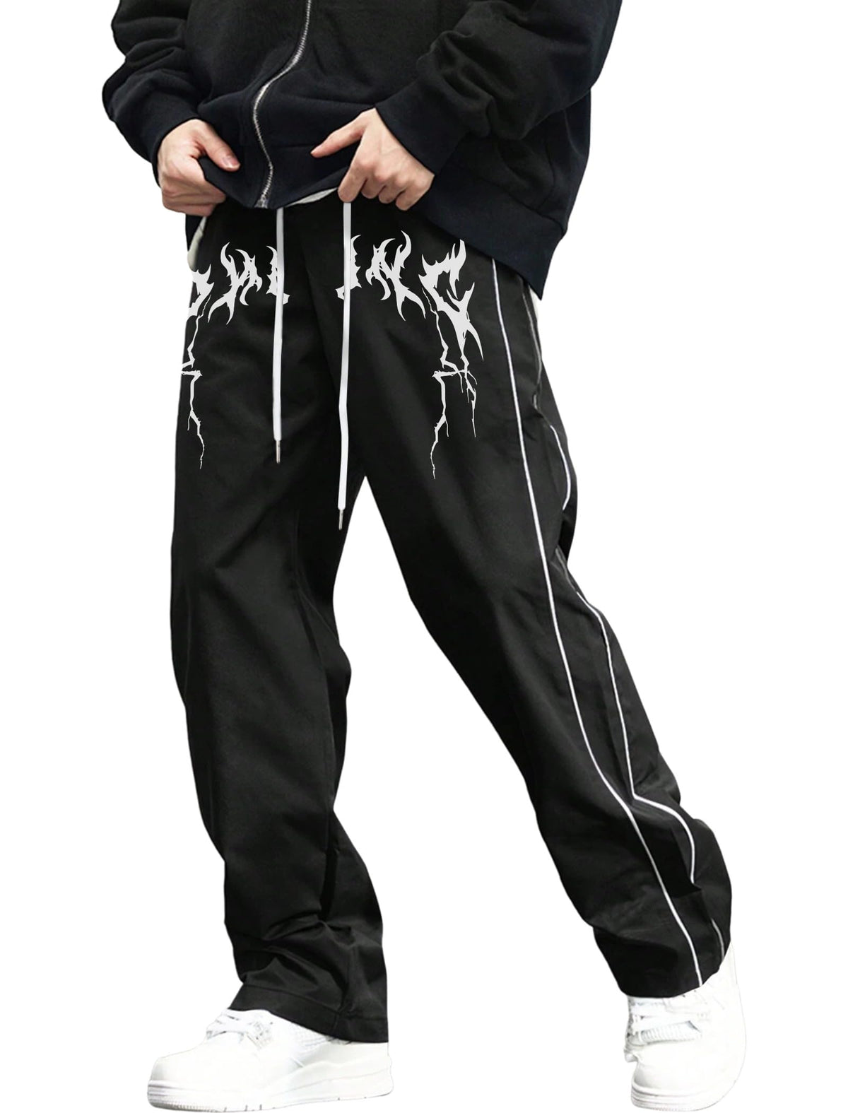 ZAFUL Mens Casual Sweatpants Stripe Drawstring Letter Y2K Baggy Track Pants