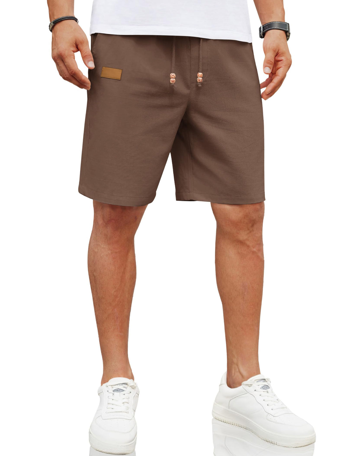 COOFANDY Men Linen Beach Shorts Casual Drawstring Summer Vacation Shorts