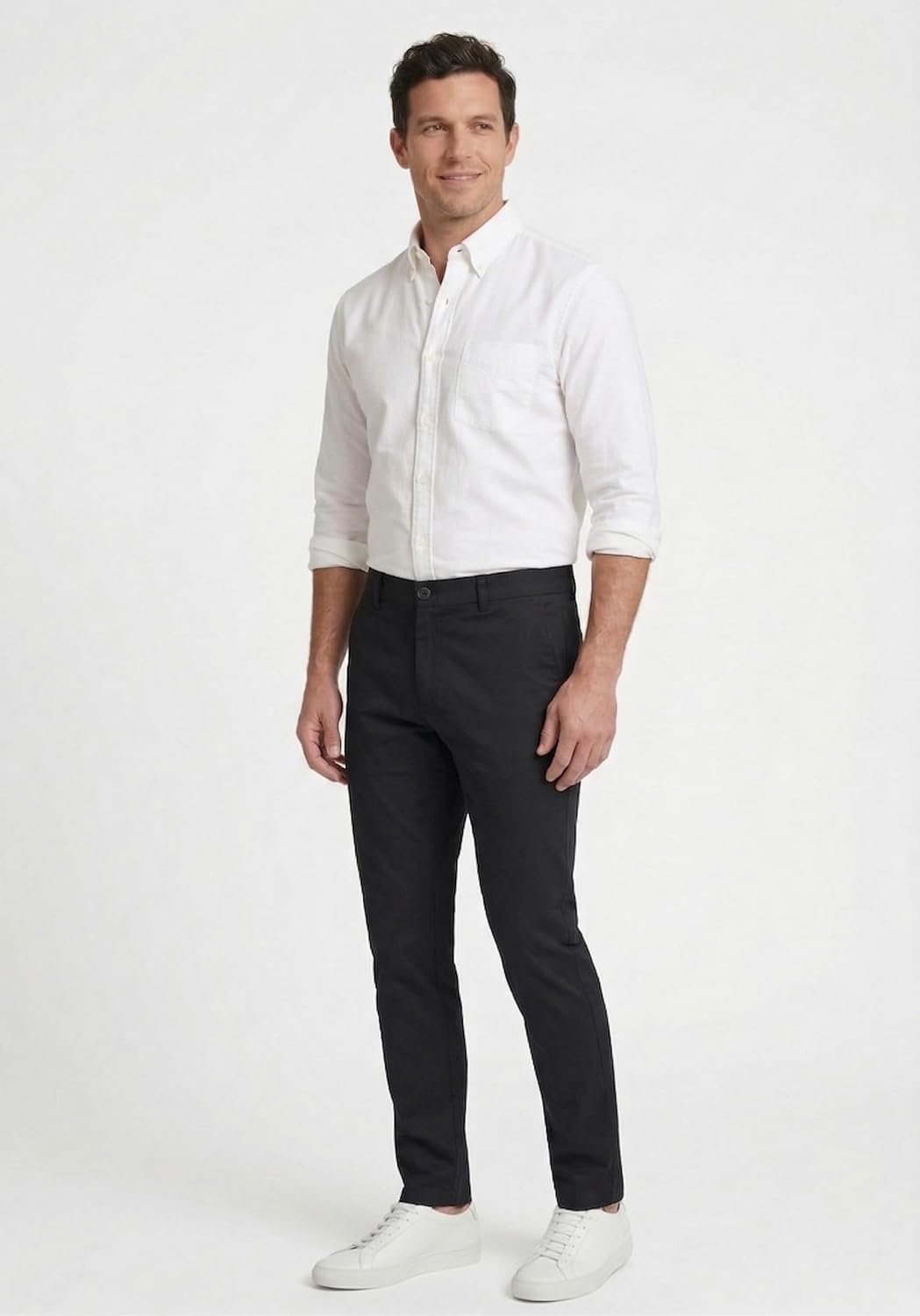 Plaid&Plain Men’s Slim Fit Khaki Pants Men’s Tapered Chino Pants