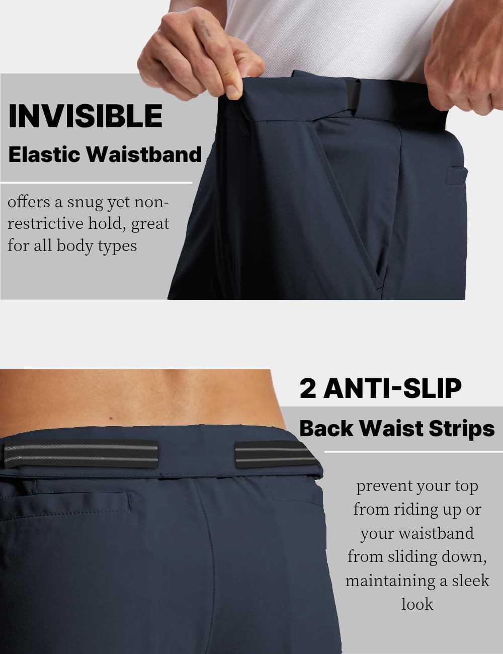 Mens Golf Pants Lightweight Quick Dry Anti-Slip 30"/32"/34" with 4 Pockets