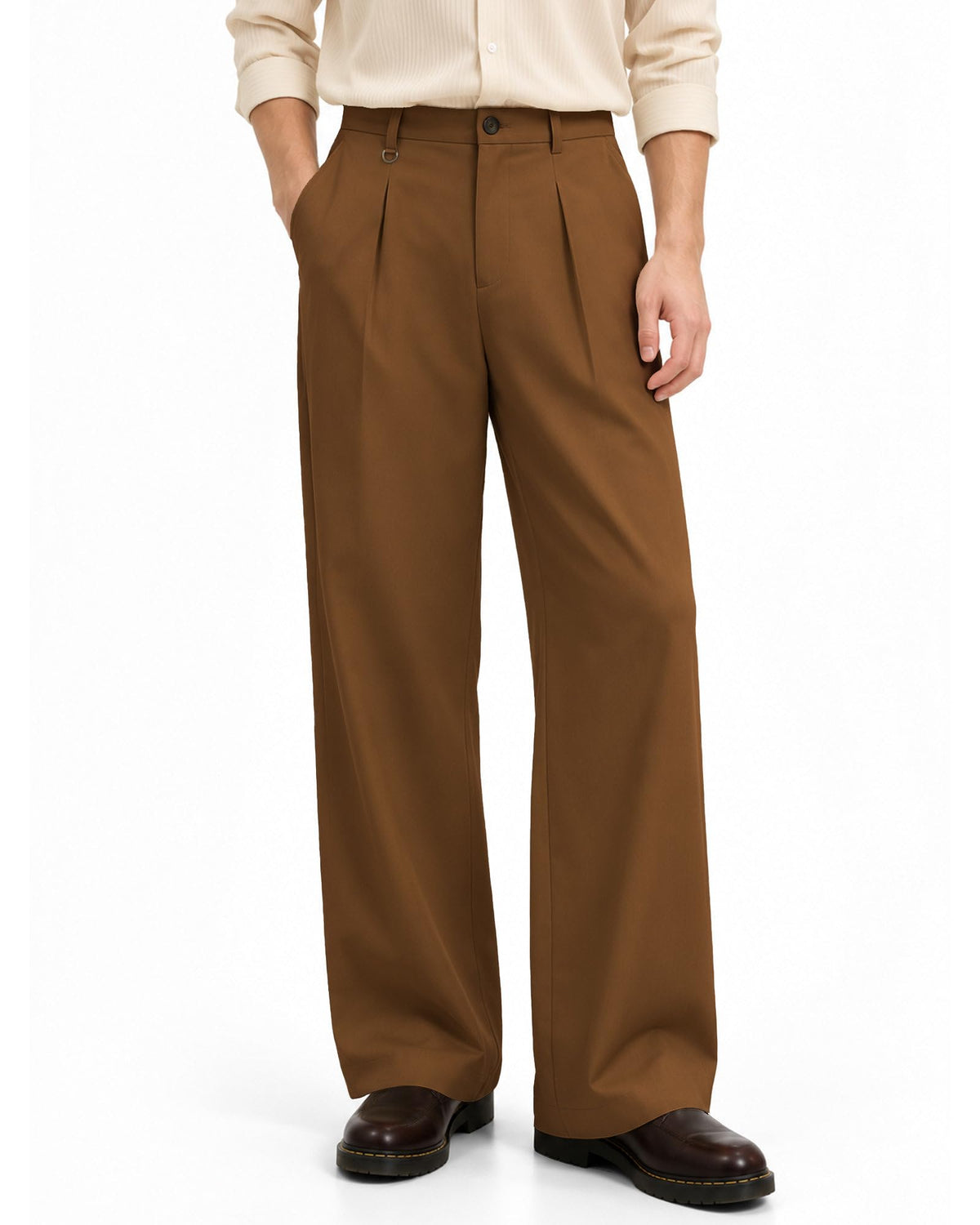 ZKMAN Men's Wide Leg Pleated Dress Pants Drawstring Elastic Waist Slacks
