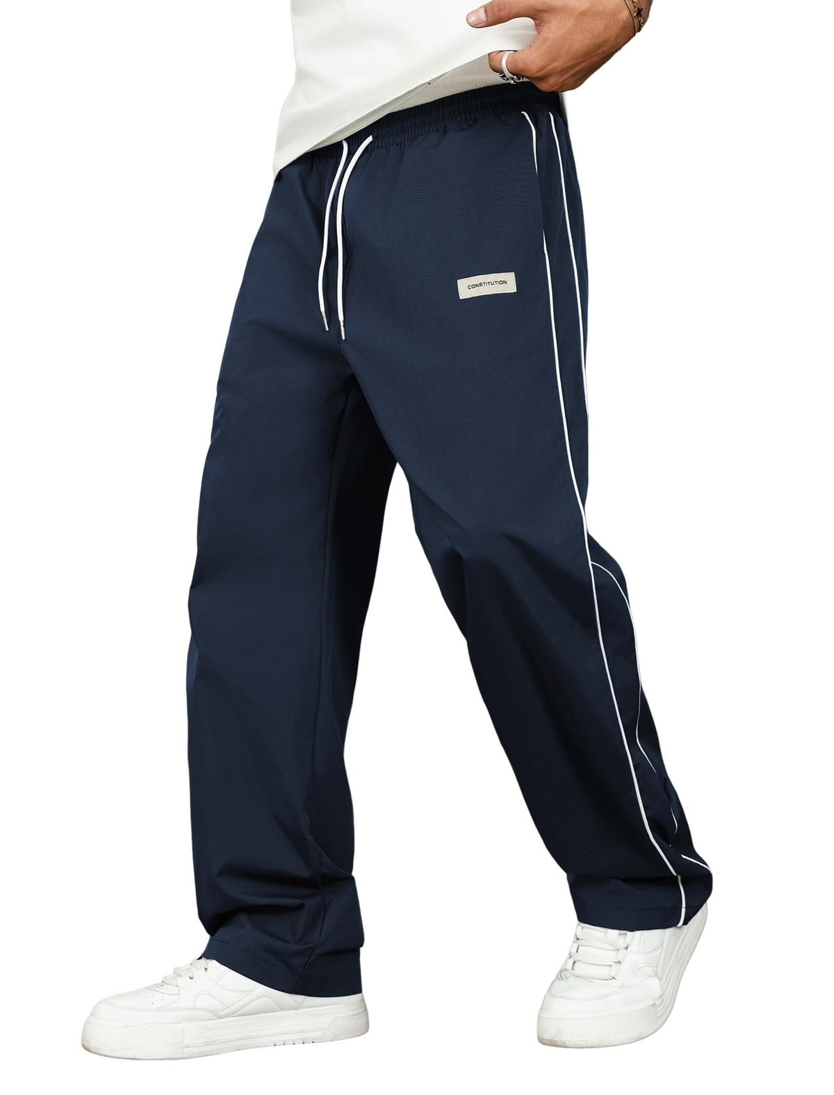ZAFUL Mens Casual Sweatpants Stripe Drawstring Letter Y2K Baggy Track Pants