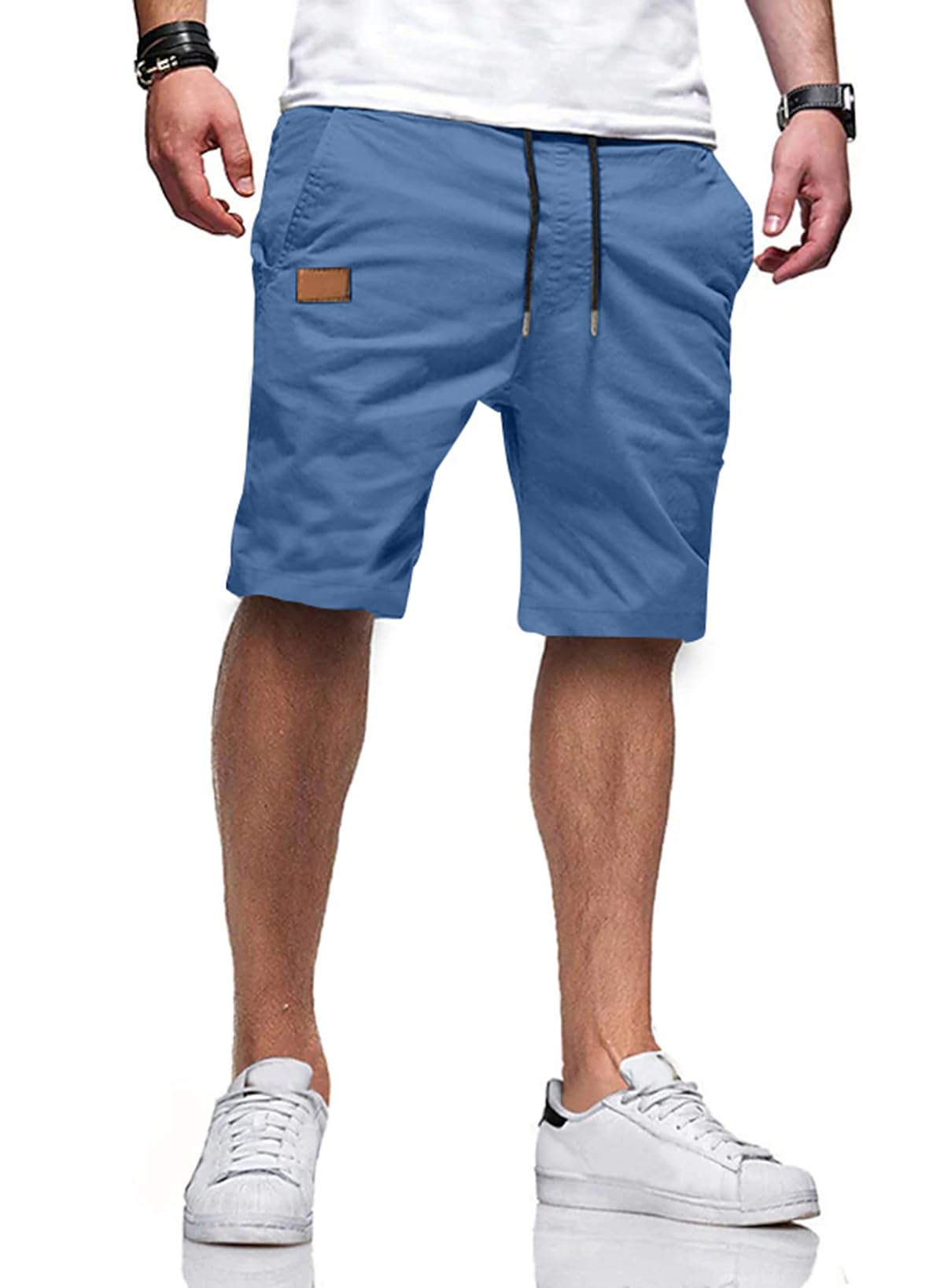 JMIERR Mens Cotton Stretch Shorts Casual Drawstring Twill Chino Shorts