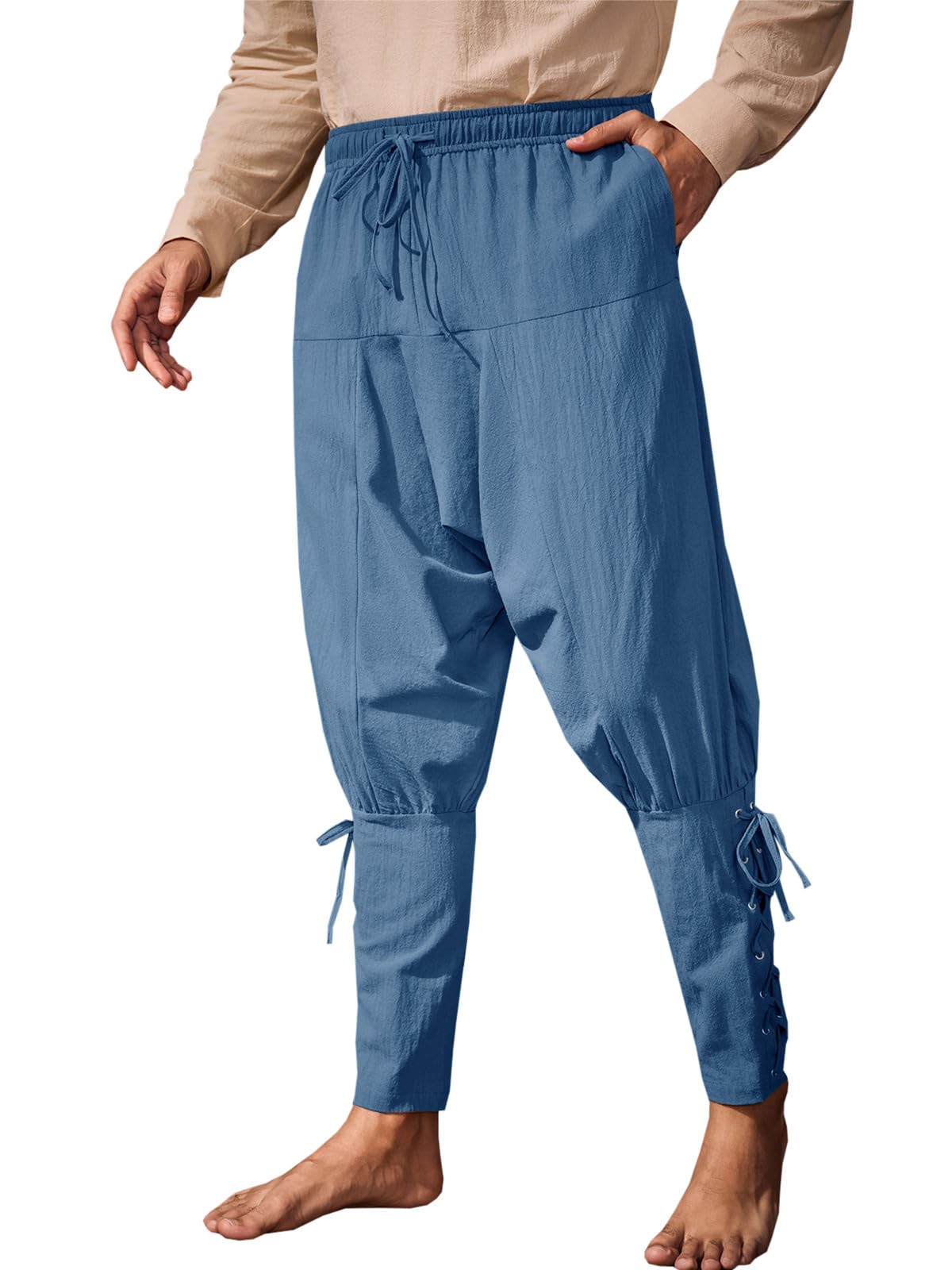 Runcati Mens Medieval Pants Renaissance Viking Pirate Costume Pants