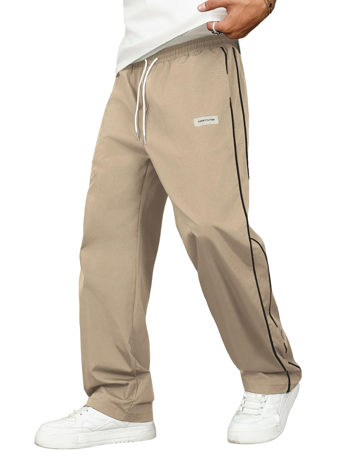 ZAFUL Mens Casual Sweatpants Stripe Drawstring Letter Y2K Baggy Track Pants