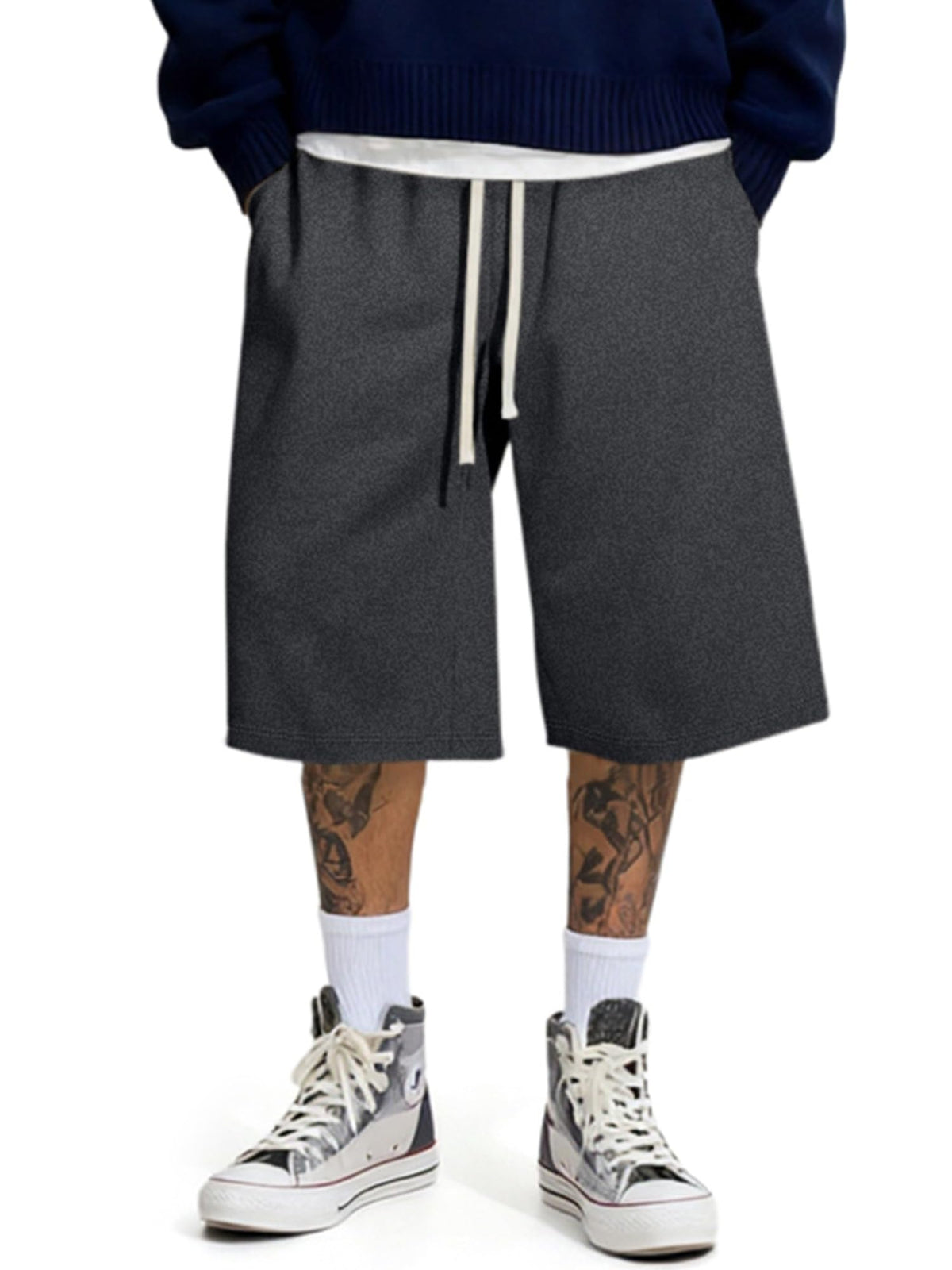JMIERR Men's Baggy Sweat Shorts Below Knee Drawstring