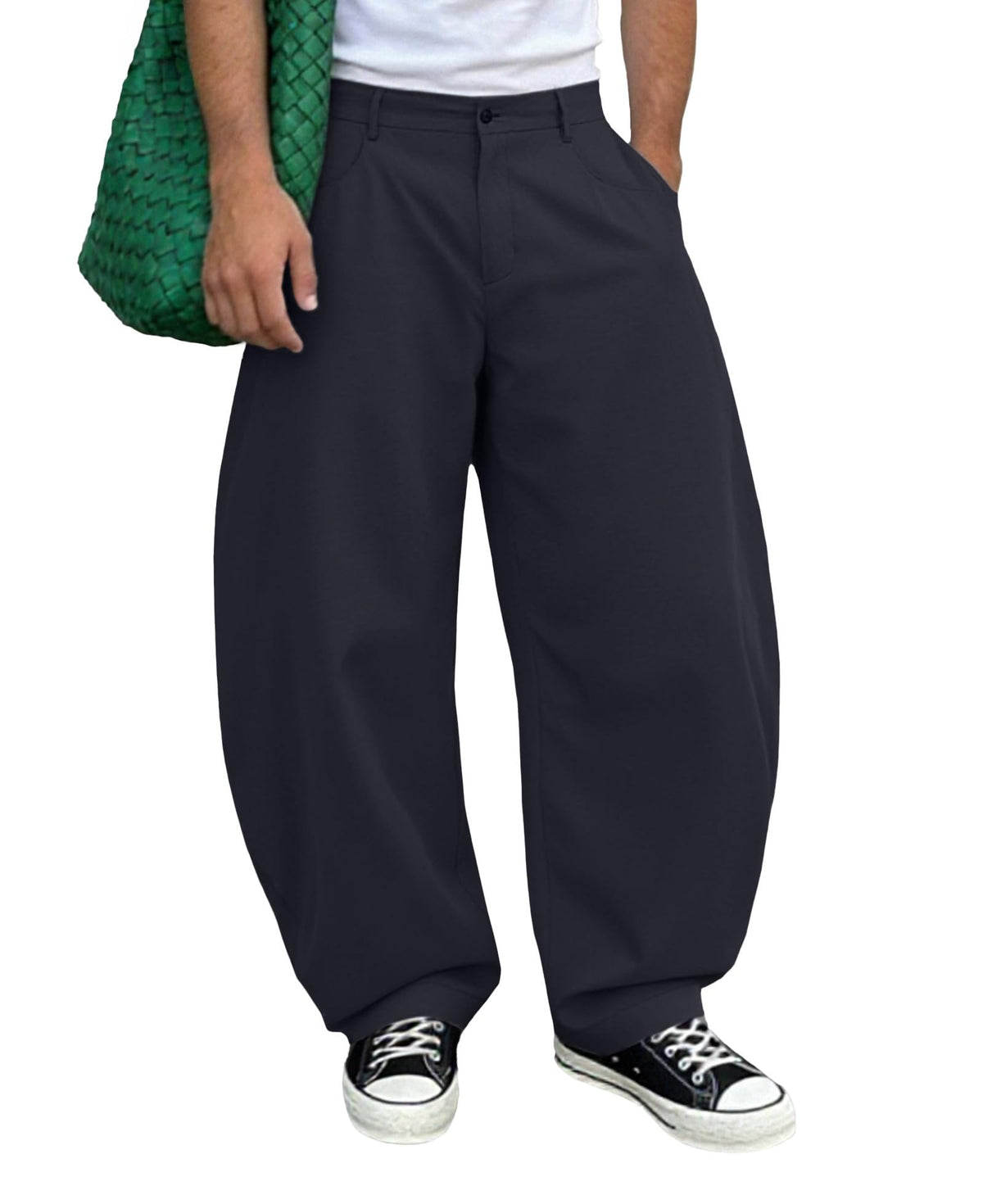 Susclude Mens Baggy Barrel Pants Wide Leg Comfy Lounge Streetwear Casual Elastic Waist Loose Y2k Lightweiht Trendy Trousers