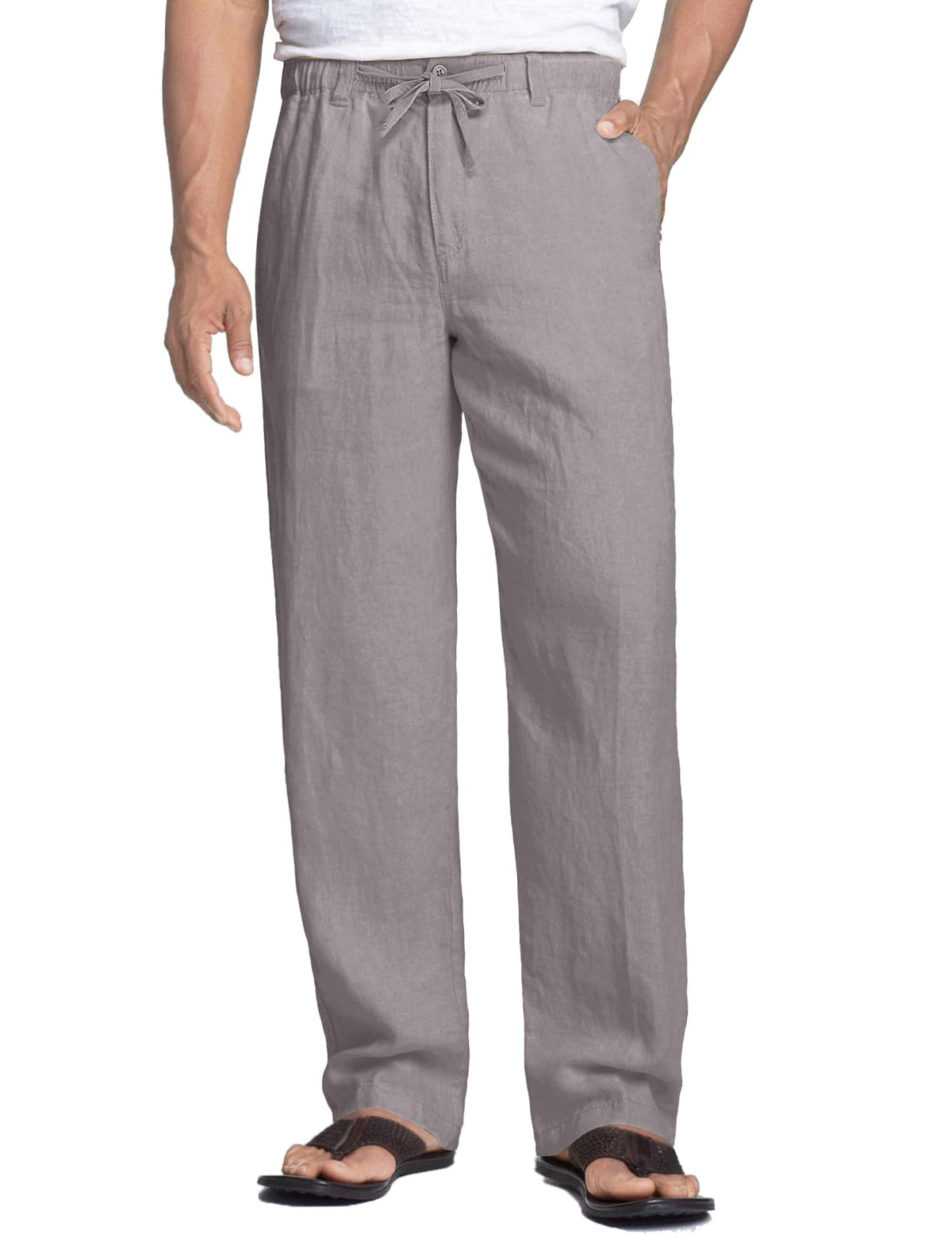 COOFANDY Men's Linen Pants Casual Lightweight Drawstring Beach Summer Pant