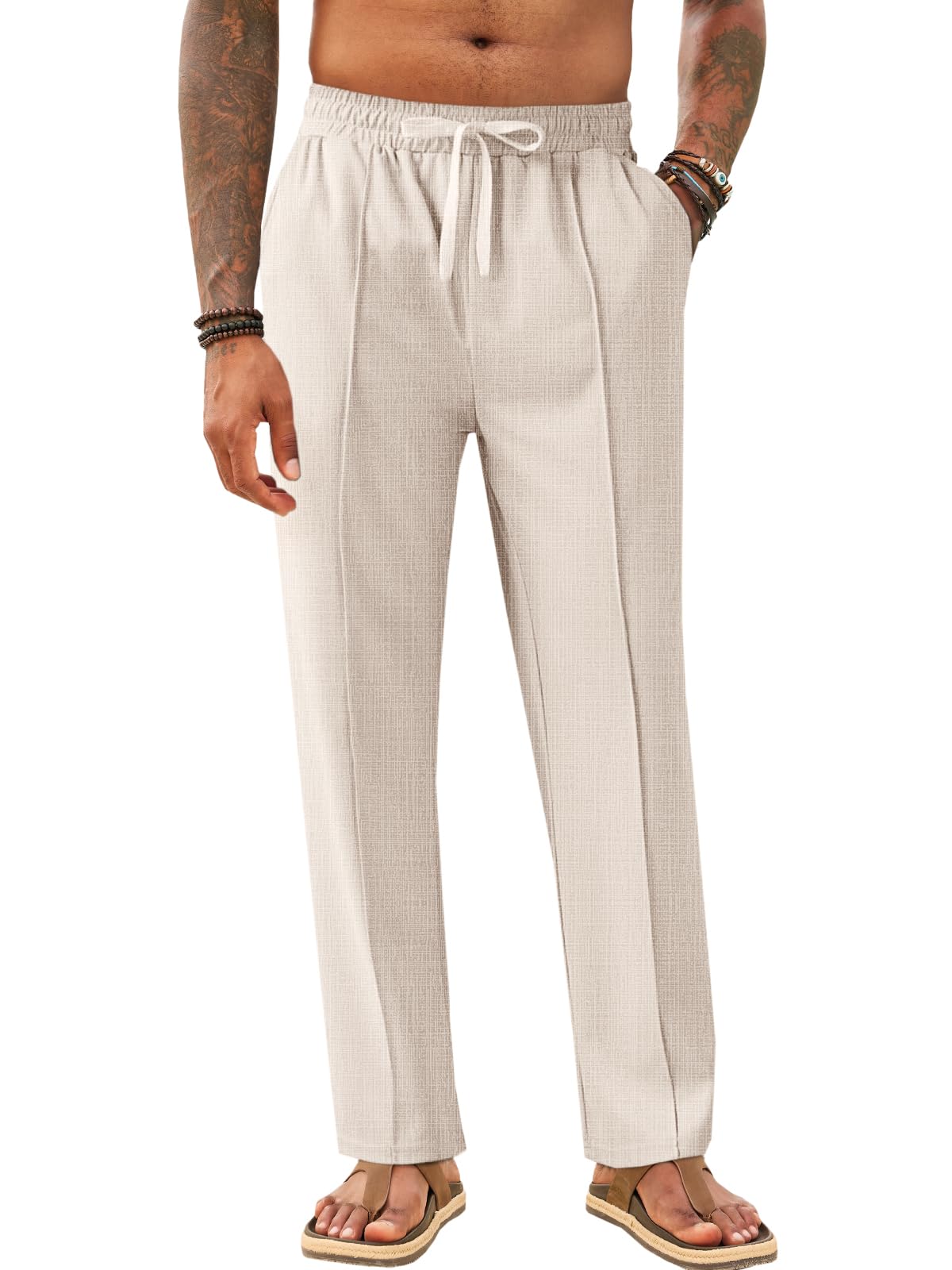 Makkrom Mens Casual Pants Lightweight Summer Beach Dress Pants