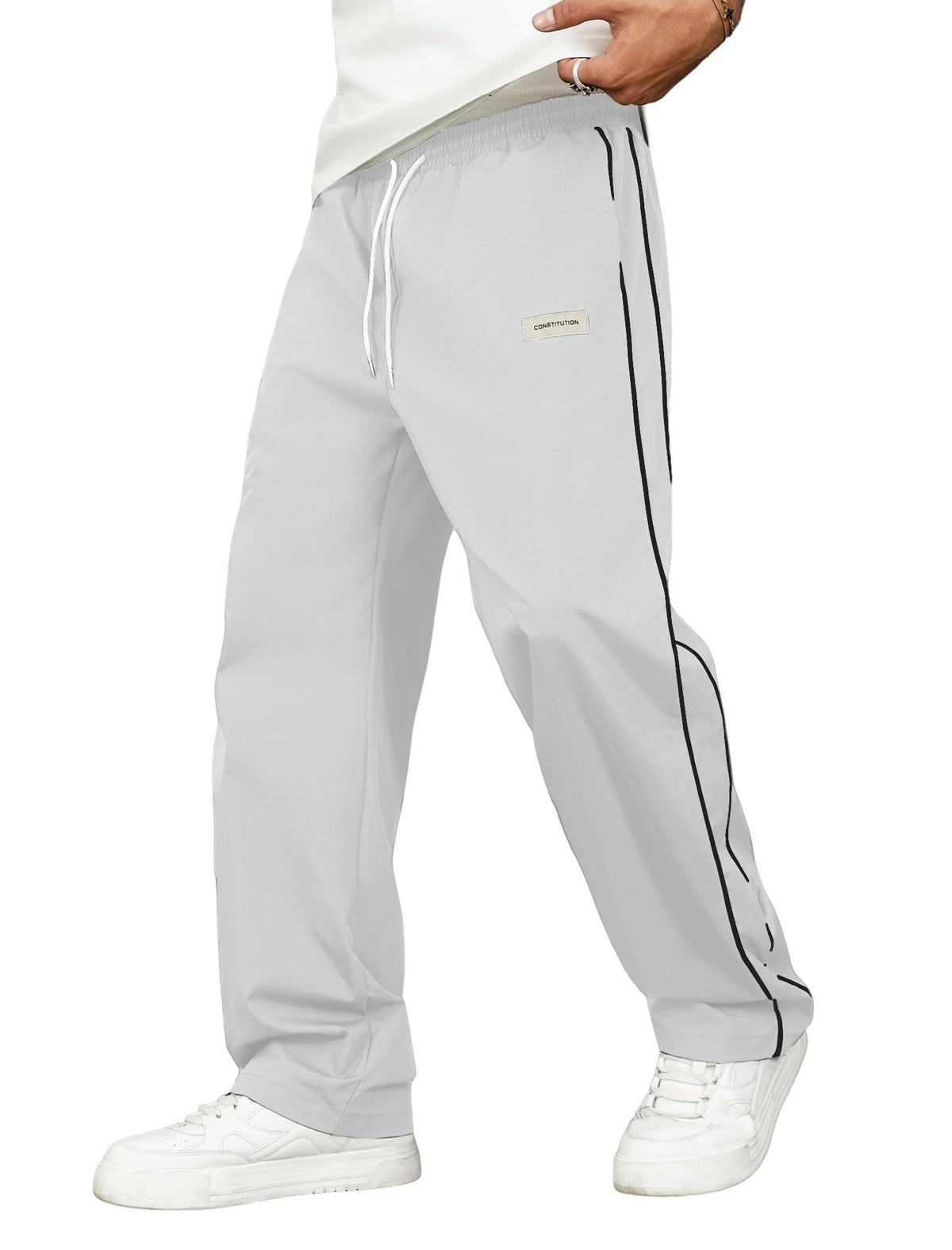 ZAFUL Mens Casual Sweatpants Stripe Drawstring Letter Y2K Baggy Track Pants