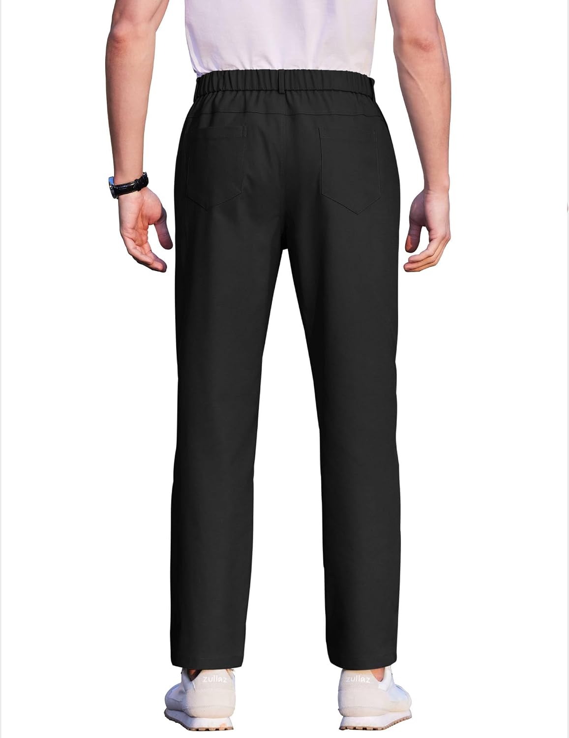 COOFANDY Men's Casual Pants Elastic Waist Flat Front Dress Slacks Regular Fit Stretch Golf Pants Work Office Trousers