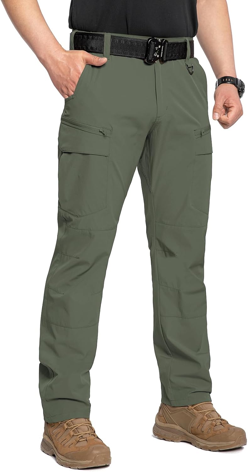 CARWORNIC Men's Quick Dry Tactical Hiking Pants Flex Water Resistant Lightweight Outdoor Fishing Cargo Work Pants 9 Pockets