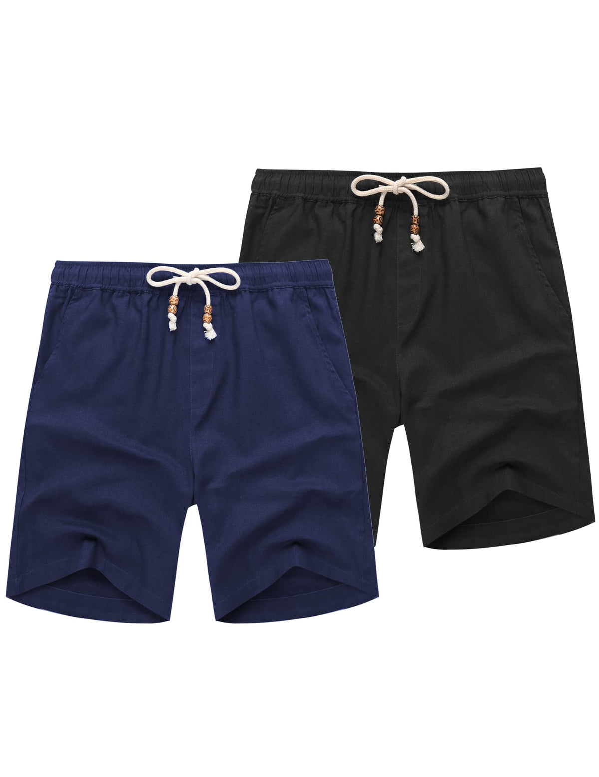 COOFANDY Men's Linen Shorts Casual Summer Beach 9"/ 7" Drawstring Shorts