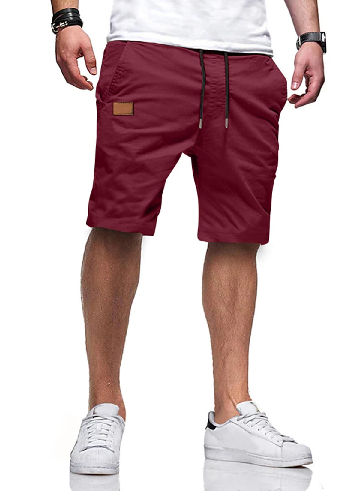 JMIERR Mens Cotton Stretch Shorts Casual Drawstring Twill Chino Shorts